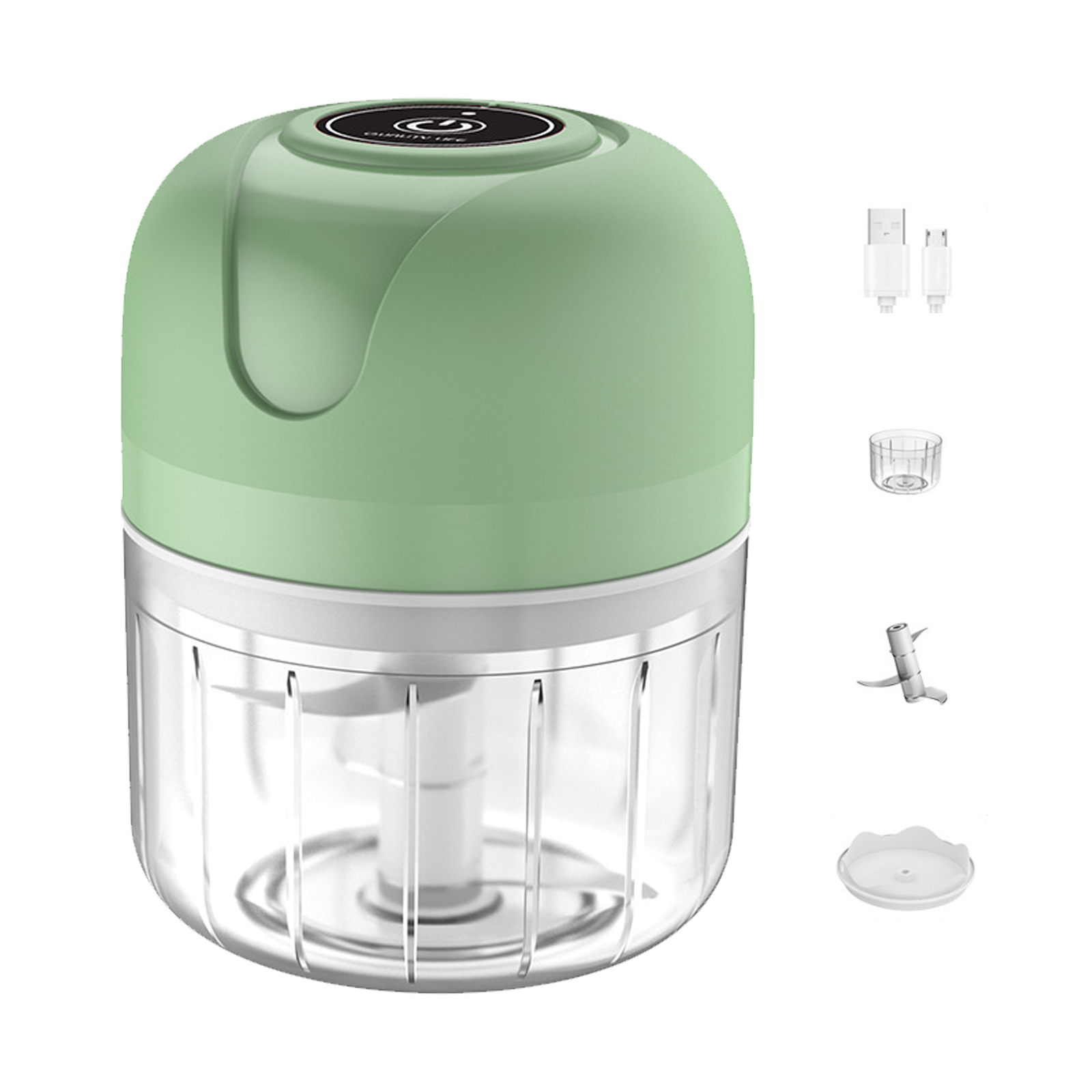 Kabelloser Elektrischer Knoblauchzerkleinerer, Tragbar, Multifunktional, Abnehmbarer Mini-zerkleinerer Für Ingwer Und Zwiebeln, 250 Ml, Grün
