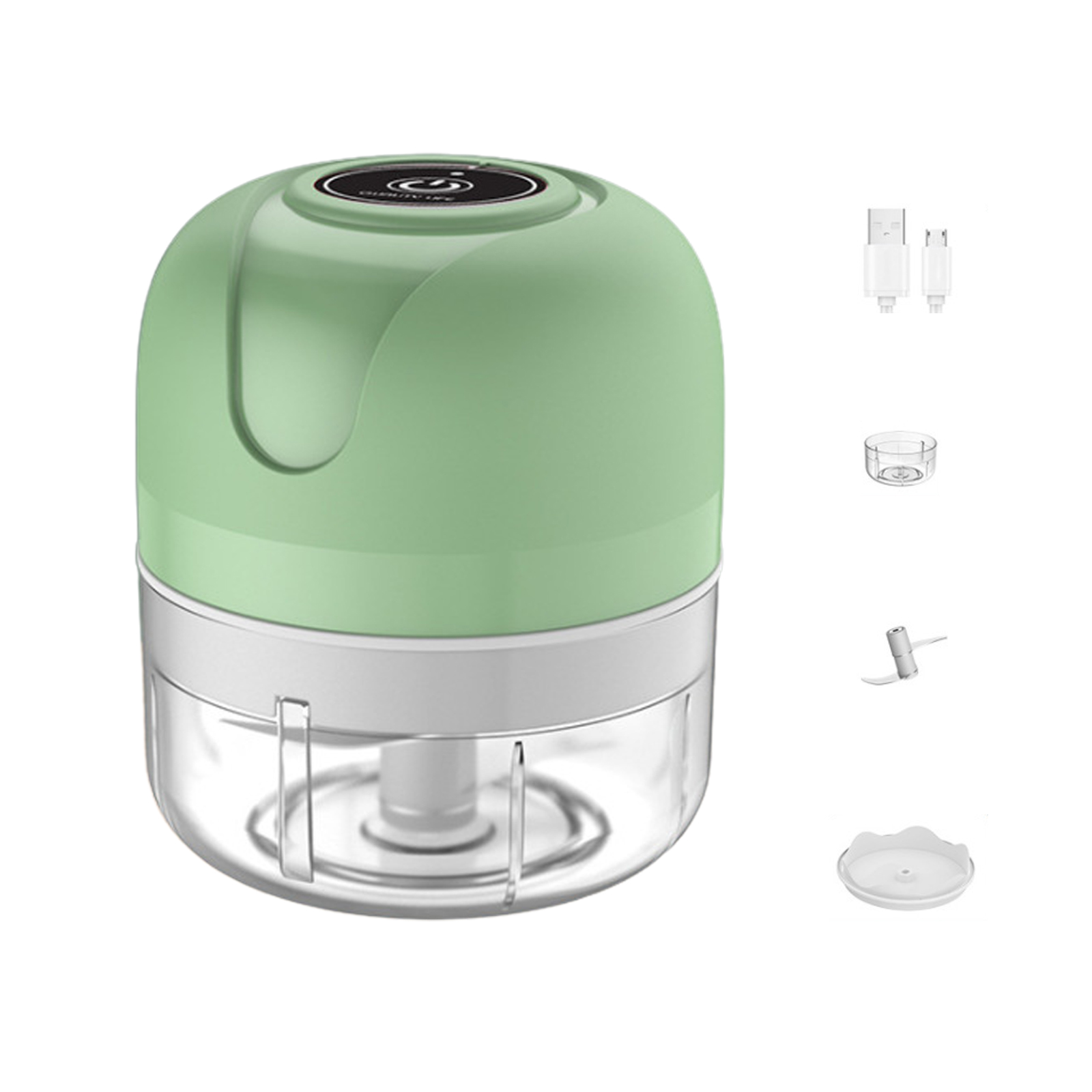 Mini-tragbarer, Multifunktionaler, Abnehmbarer, Kabelloser Elektrischer Knoblauchschneider Für Ingwer Und Zwiebeln, 100 Ml, Grün