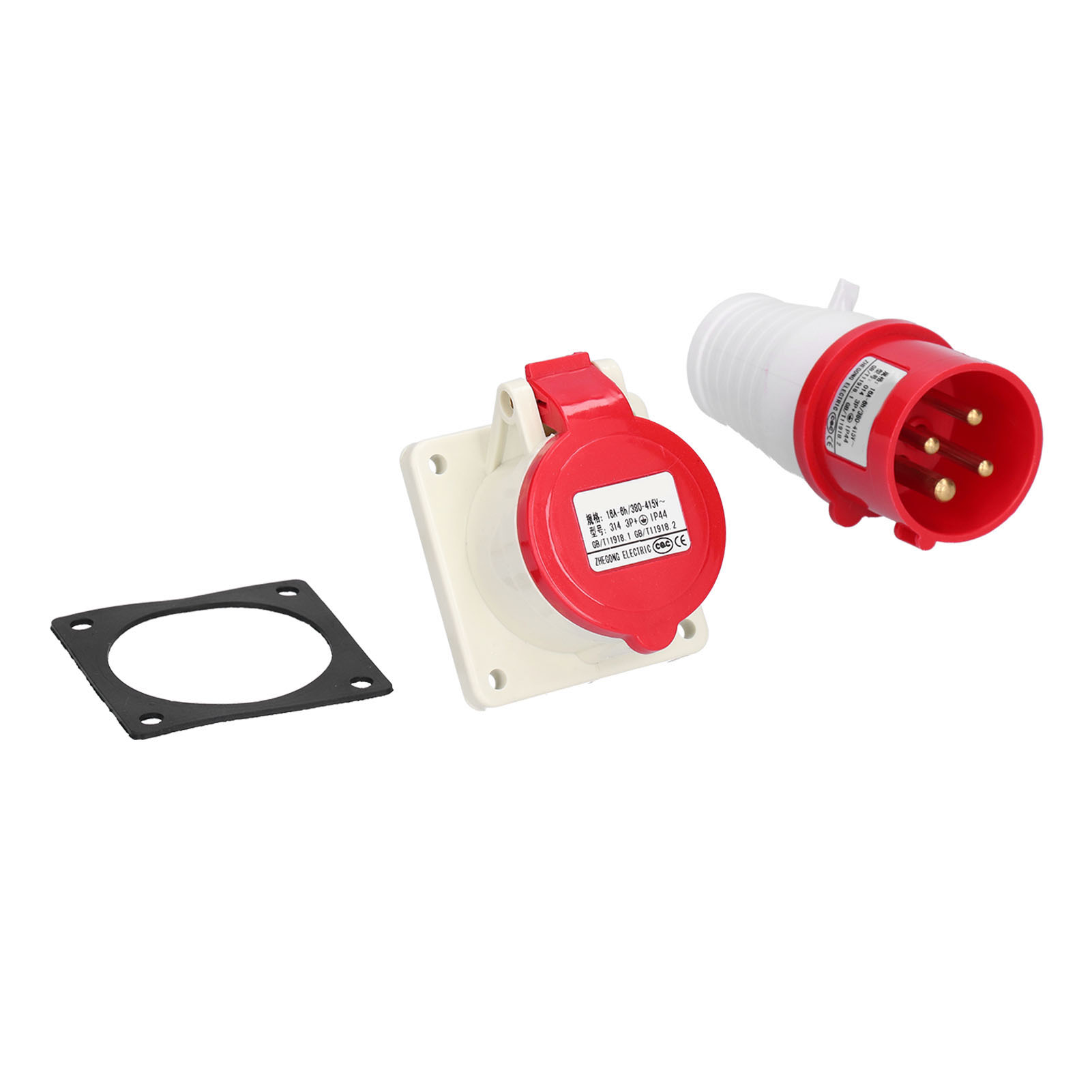 4-poliger, 3-phasiger, Wasserdichter Netzstecker Für Verdeckte Montage, 380v415v 16a 3p + E Steckerset.
