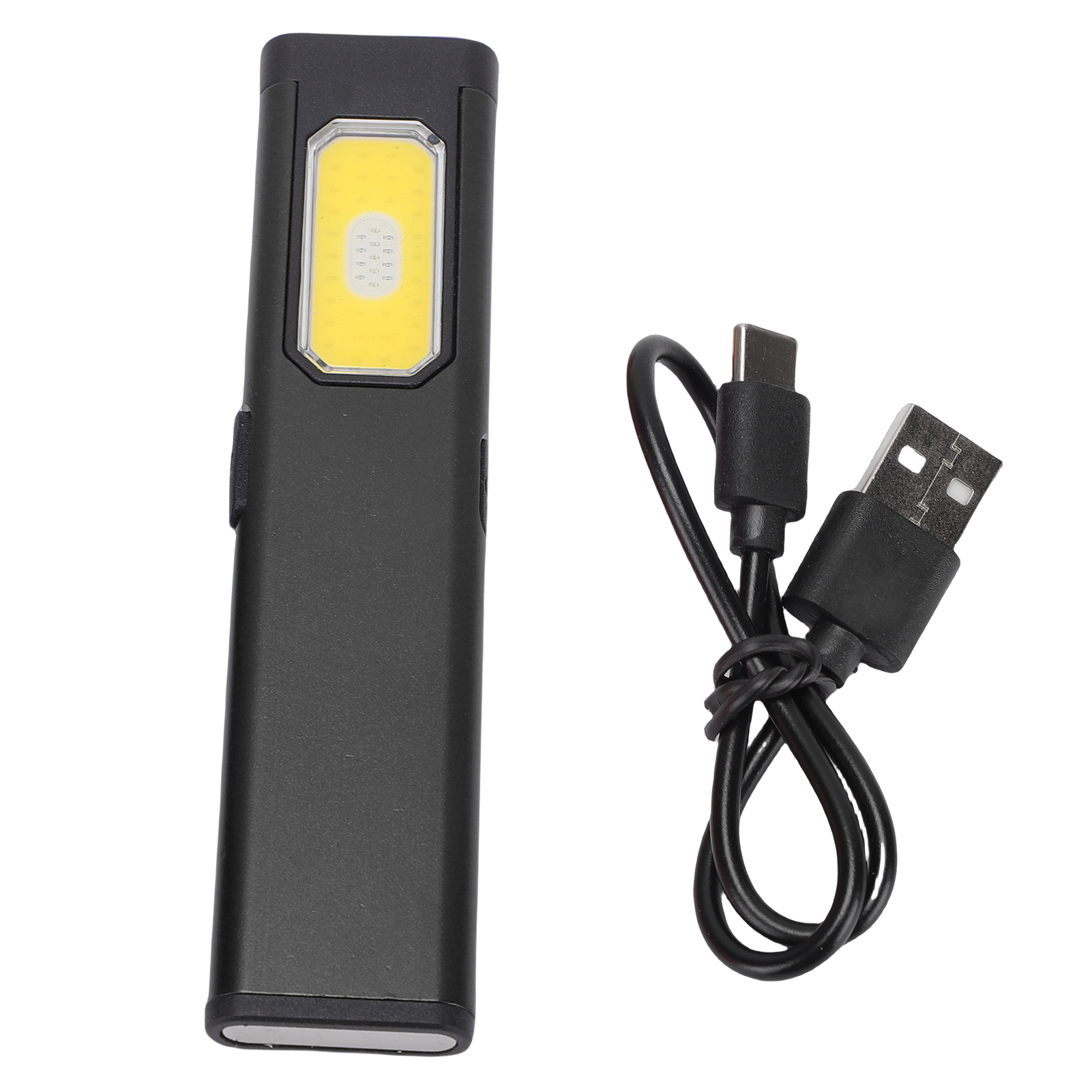 Wasserdichte Magnetische Edc-taschenlampe, 5 Geschwindigkeiten, Einstellbare Beleuchtung, Flaches, Tragbares Design Für Camping, Schwarz.