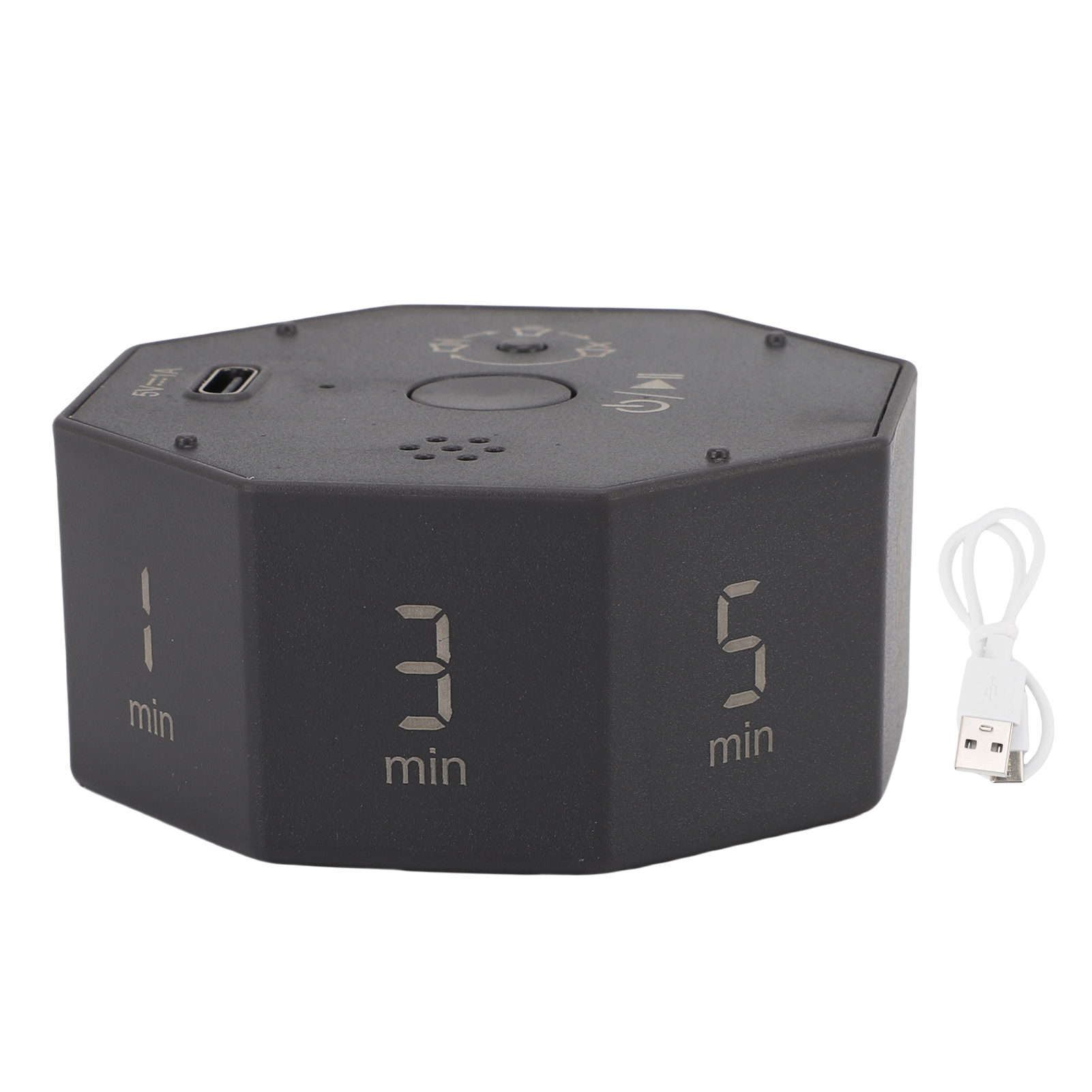 Wiederaufladbarer Lcd-timer Mit Automatischer 8-winkel-drehanzeige Und Geräuschlosem Modus, Ideal Zum Kochenlernen Und Für Sport. Schwarz.