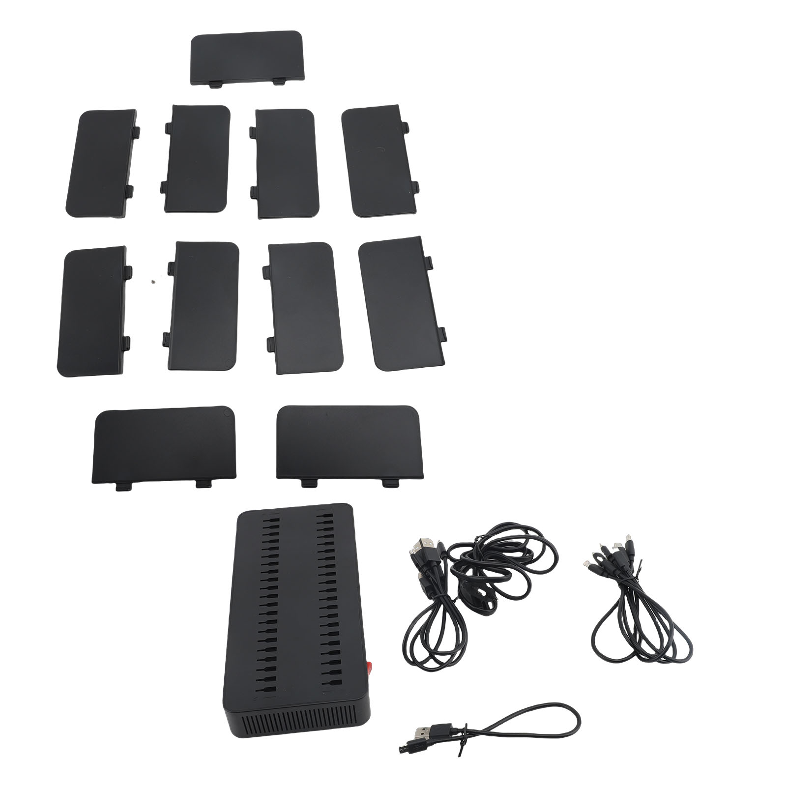 10-port-ladestation, Unterstützt Android-geräte, 5 Usb-ac-anschlüsse, Schnellladefunktion Mit Herausnehmbaren, Verstellbaren Trennwänden.