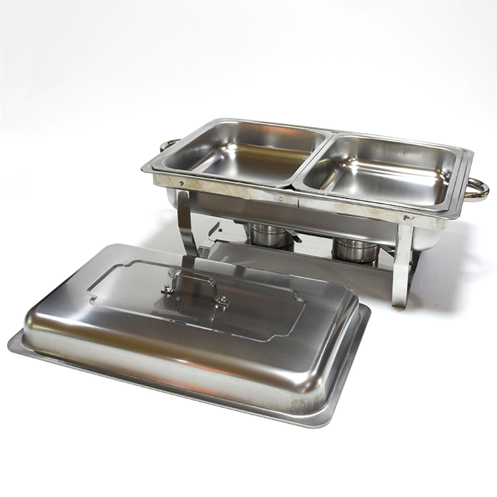 Speisenwärmer Im Buffetstil Mit 2 Tabletts, Edelstahl-speisenwärmer-set Für Hotels Und Restaurants.