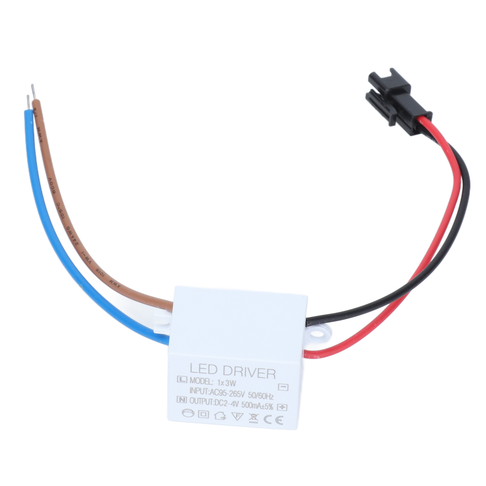 500ma 1x3w Led-treiber-netzteilanschluss Lampentransformator Eingang Ac95-265v Ausgang 2-4vdc.