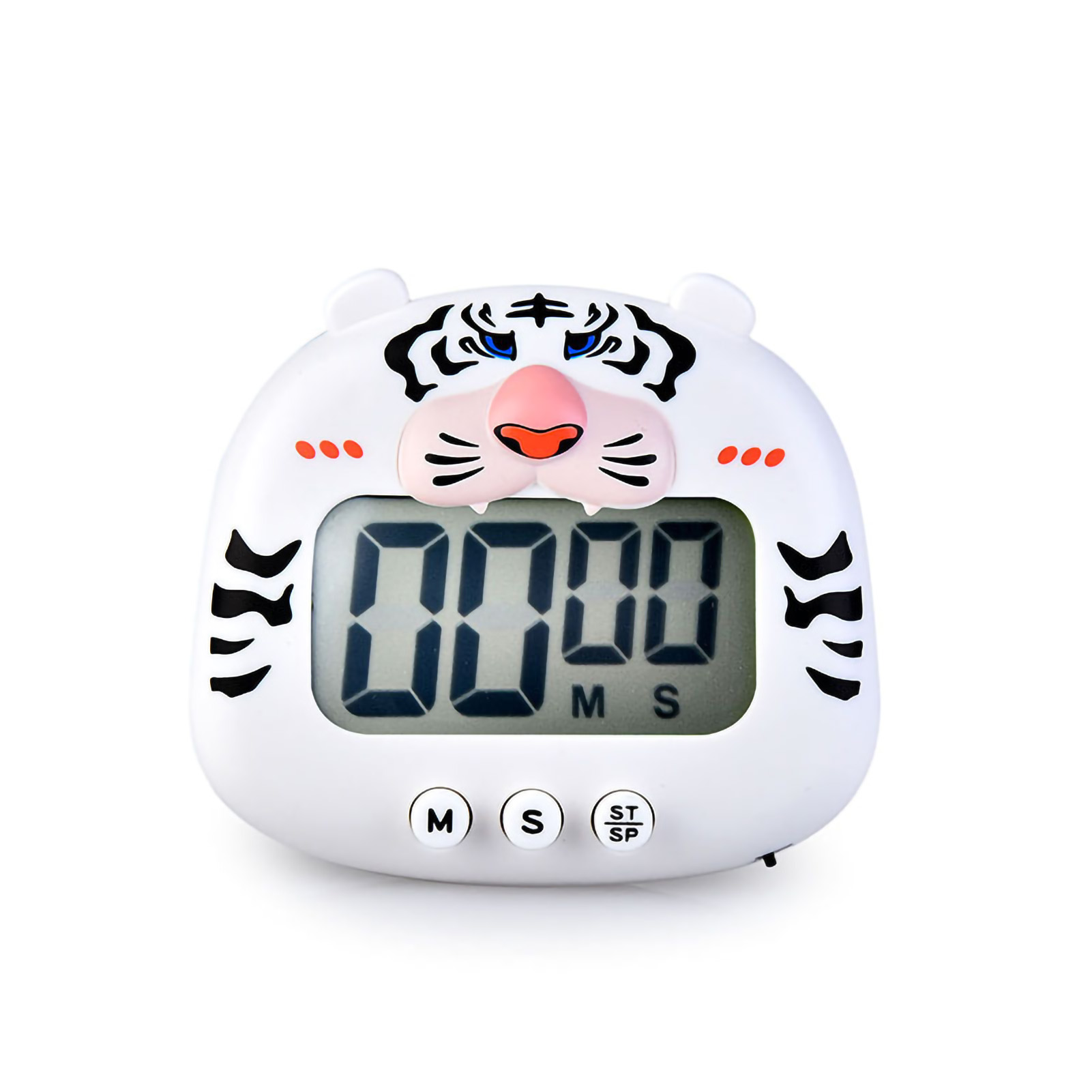 Magnetischer Digitaler Tier-timer Für Schüler, 100 Minuten, Batteriebetrieben, Für Die Küche, Weißes Tigerdesign.