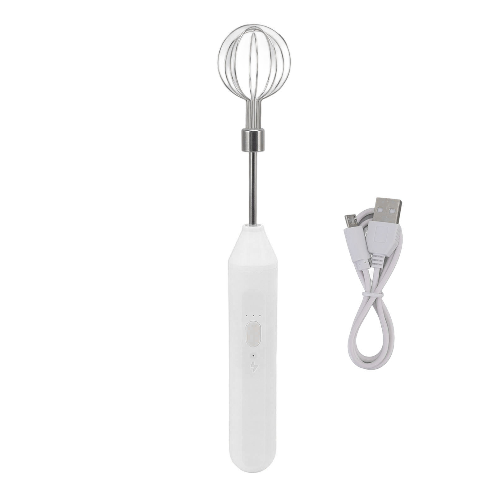 Elektrischer Handmixer Mit Drei Geschwindigkeitsstufen, Batteriebetrieben, Tragbarer Milchaufschäumer Für Selbstgemachtes Backen, Farbe: Weiß.