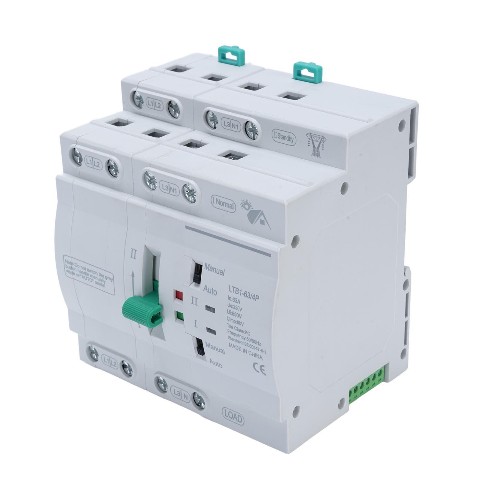 Automatischer Umschalter Dual Power 4p Photovoltaik-zu-strom-wahlschalter, Montiert Auf Din-schiene, Netzanschluss 63a.