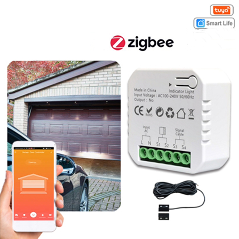 Tuya Zigbee Garagentoröffner-steuerung, Handy-app, Fernbedienung Kompatibel Mit Alexa Home Für Notwendige Sprachgateways.