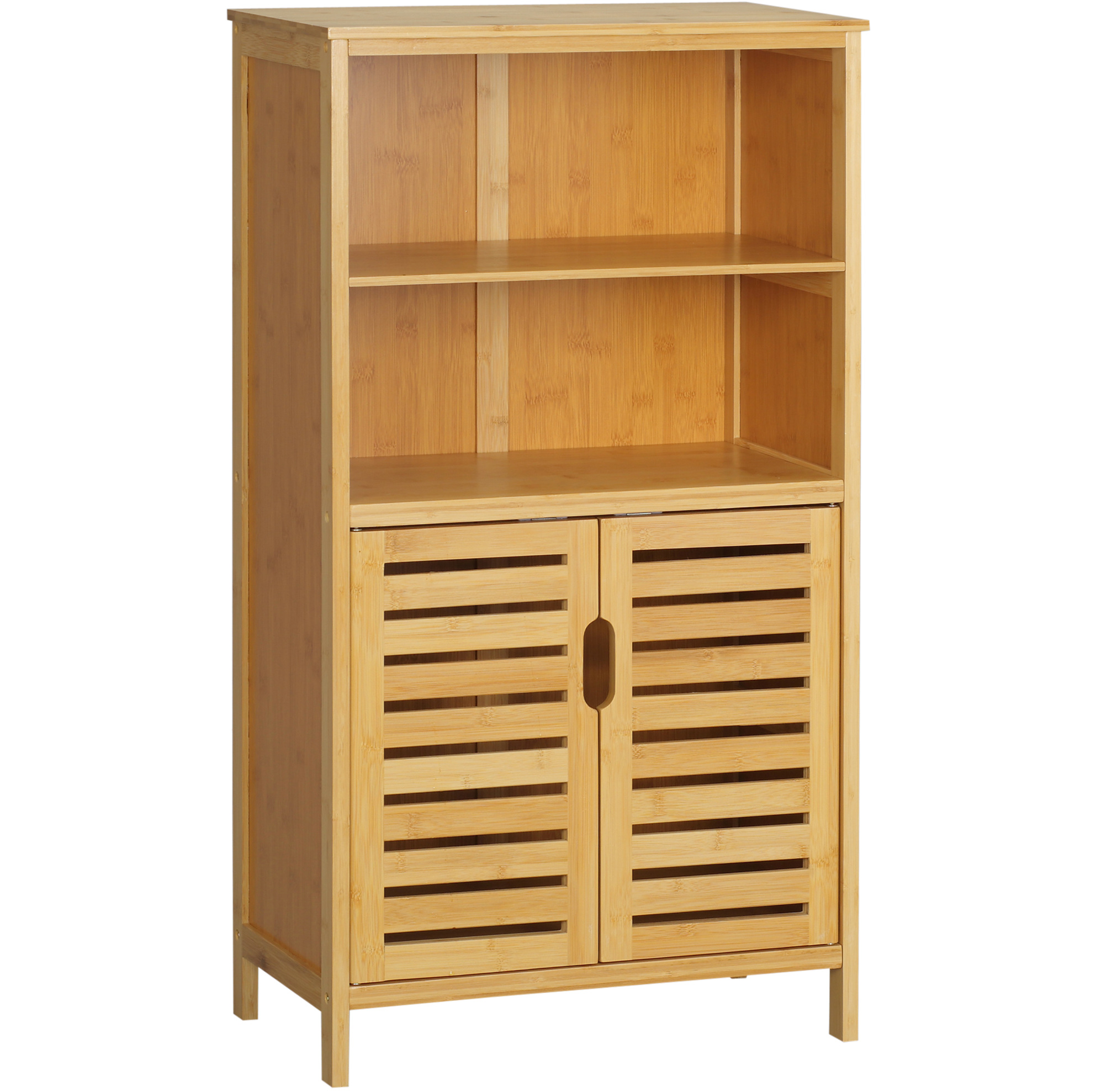 Badezimmerschrank Aus Bambus Mit Lamellentüren Und Kippsicherung 50 X 29 X 92 Cm
