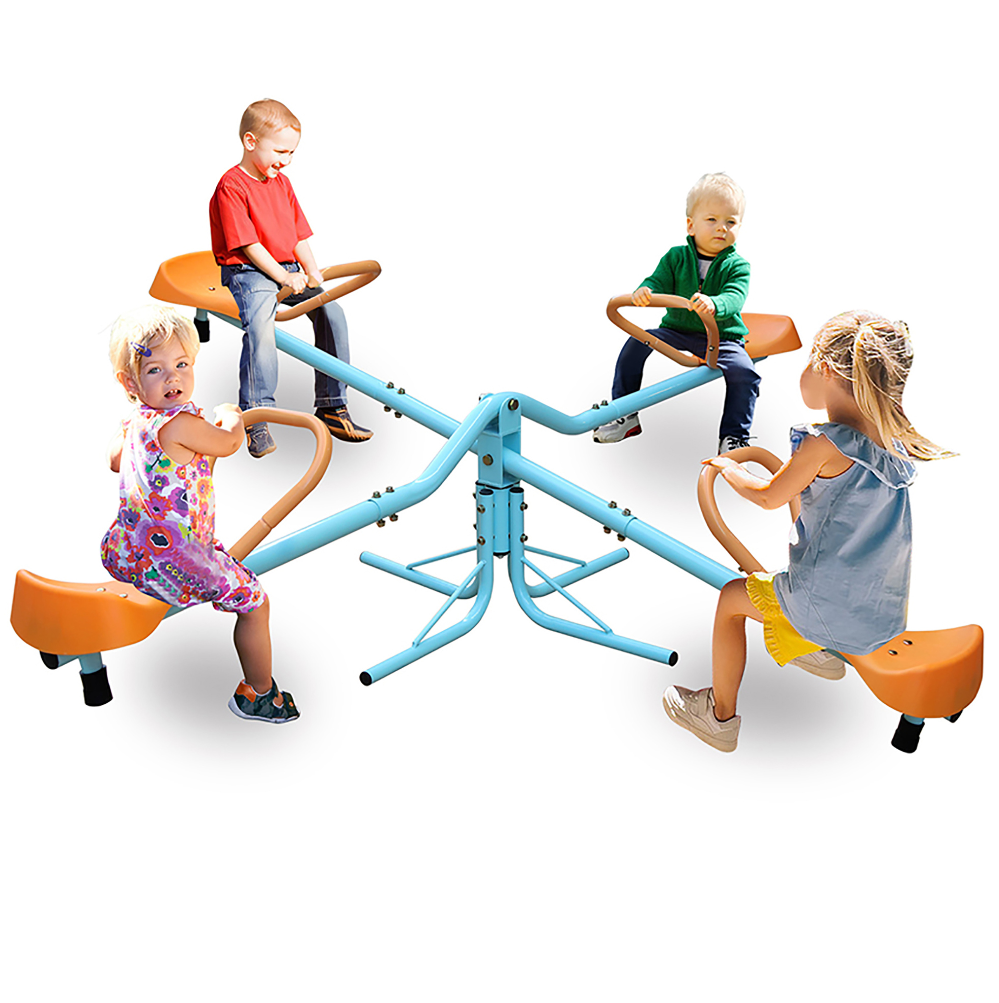 4-sitzer Wippschaukel Für Kinder, 182,88 Cm, Blau Und Orange, Aus Eisen Und Kunststoff