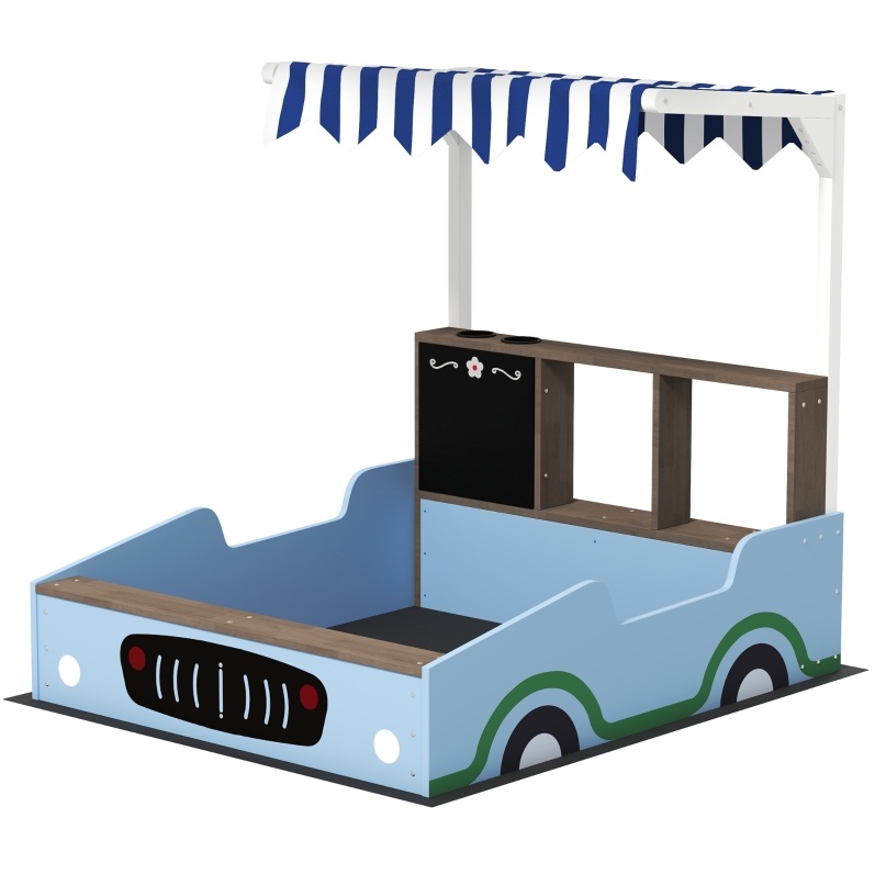 Sandkasten Mit Dach, Laden-design, Bank Und Tafel, Tannenholz, Blau