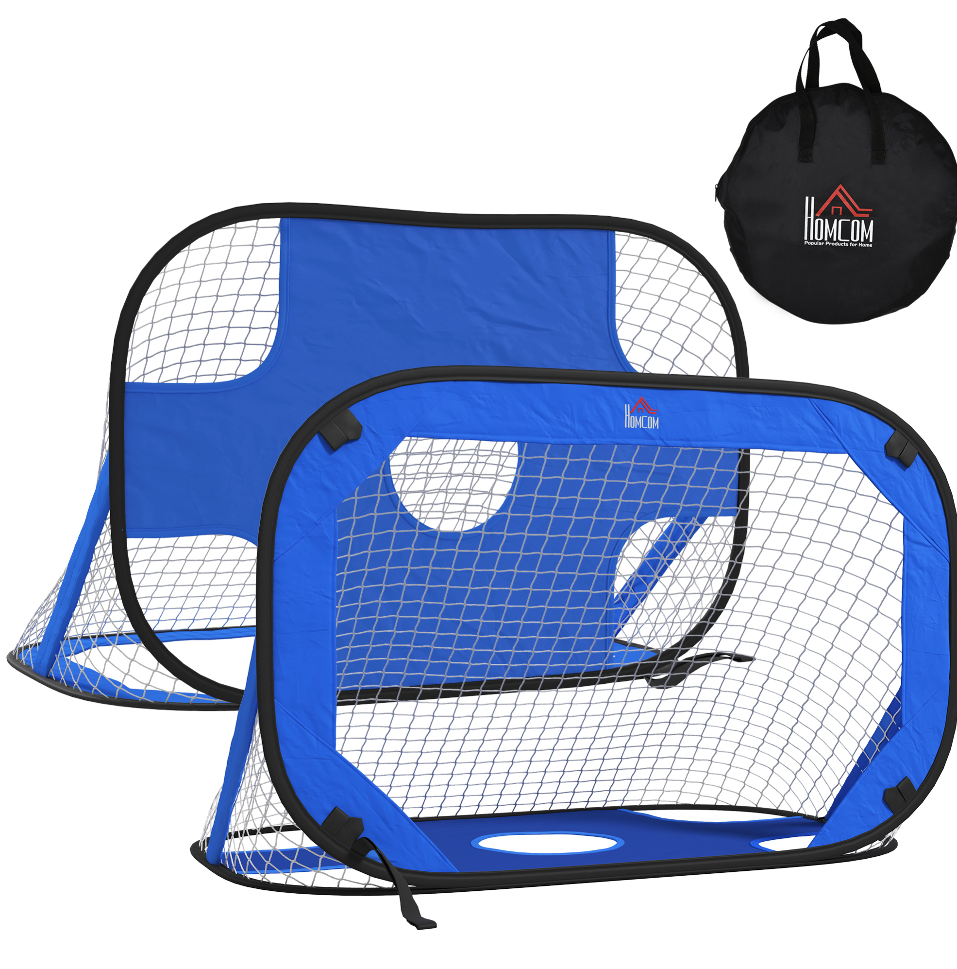 Set Mit 2 Faltbaren Pop-up-mini-fußballtoren Blau 123 X 80 X 80 Cm Mit Tragetasche