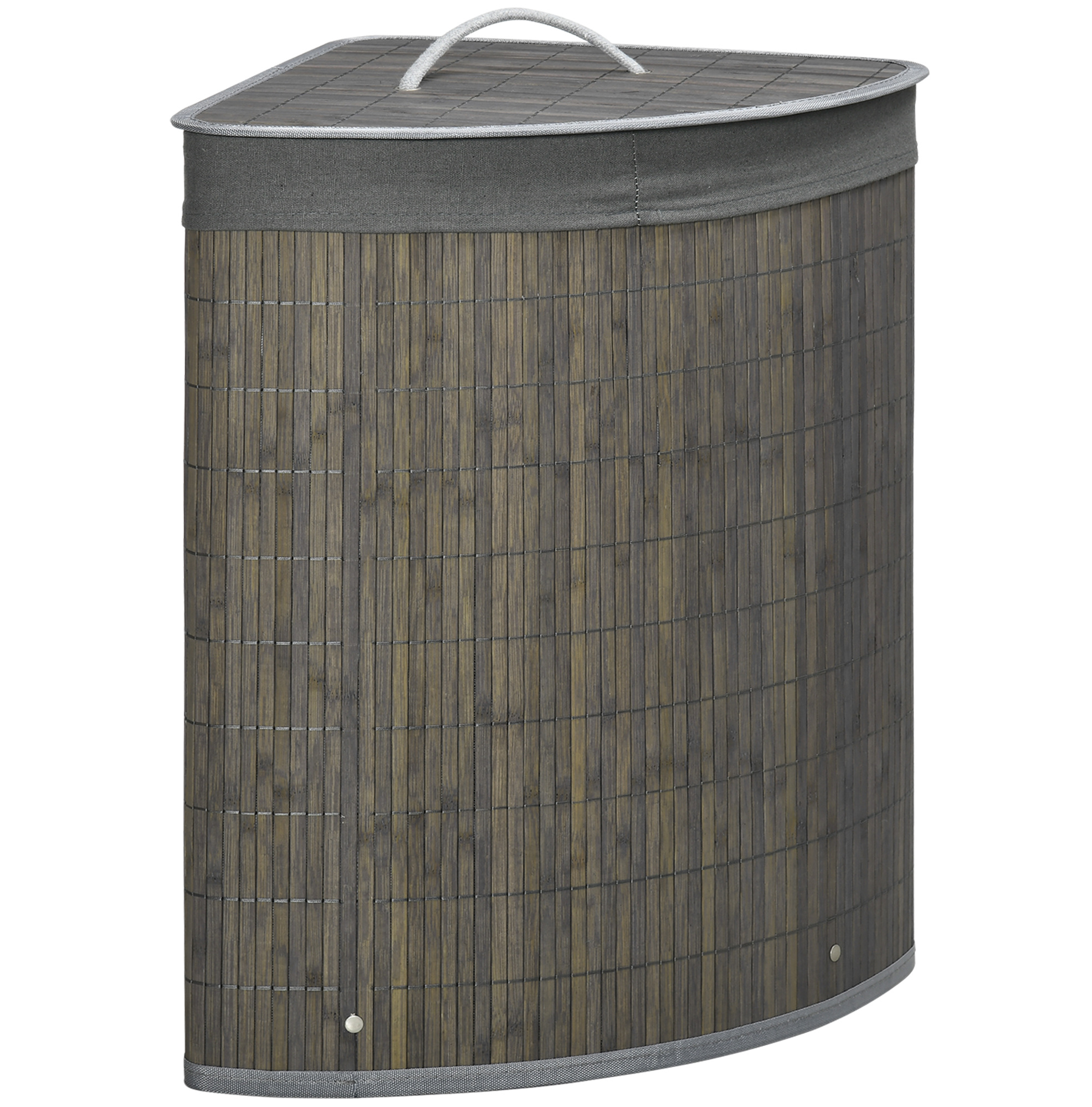 Bambus-wäschekorb 55 L Mit Deckel Und Herausnehmbarem Innensack 38 X 38 X 57 Cm Grau