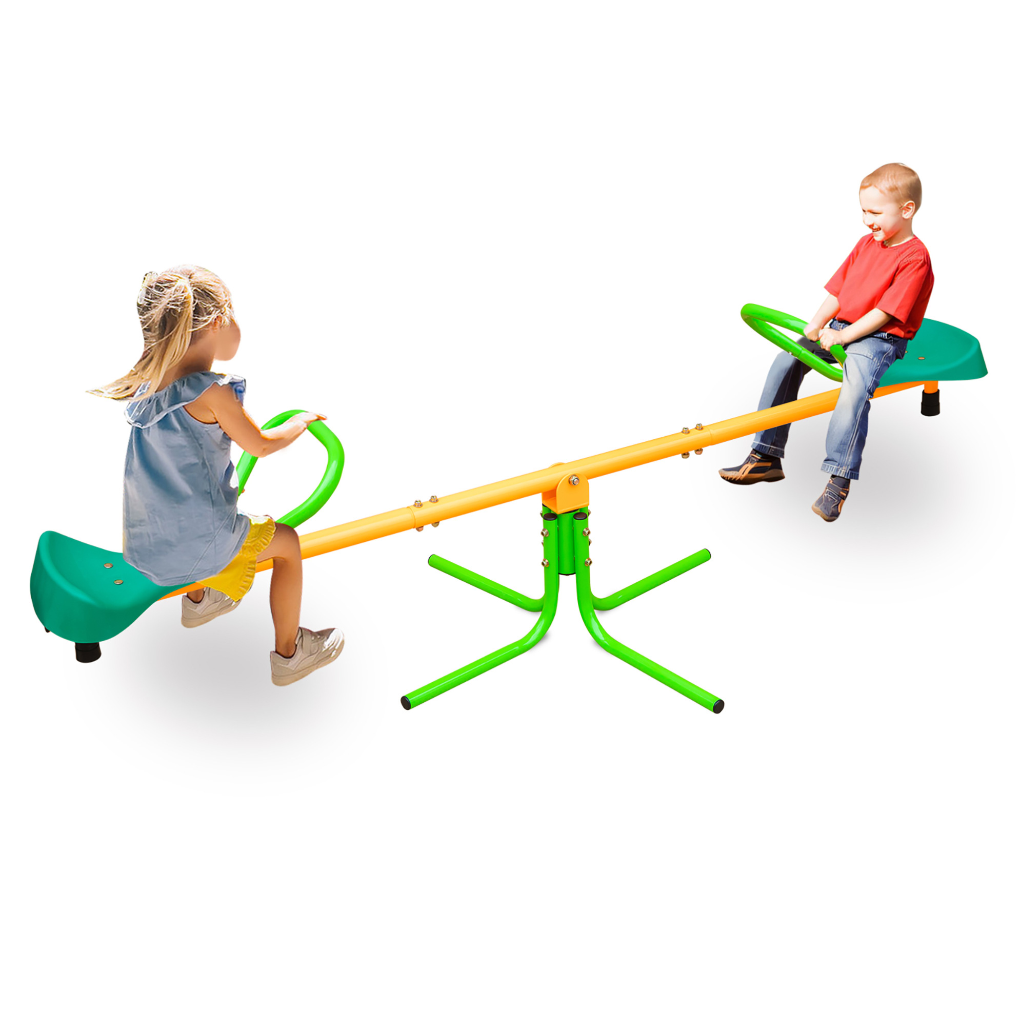 Doppelschaukel Für Kinder 180,34 Cm Aus Metall Und Kunststoff, Gelb Und Grün