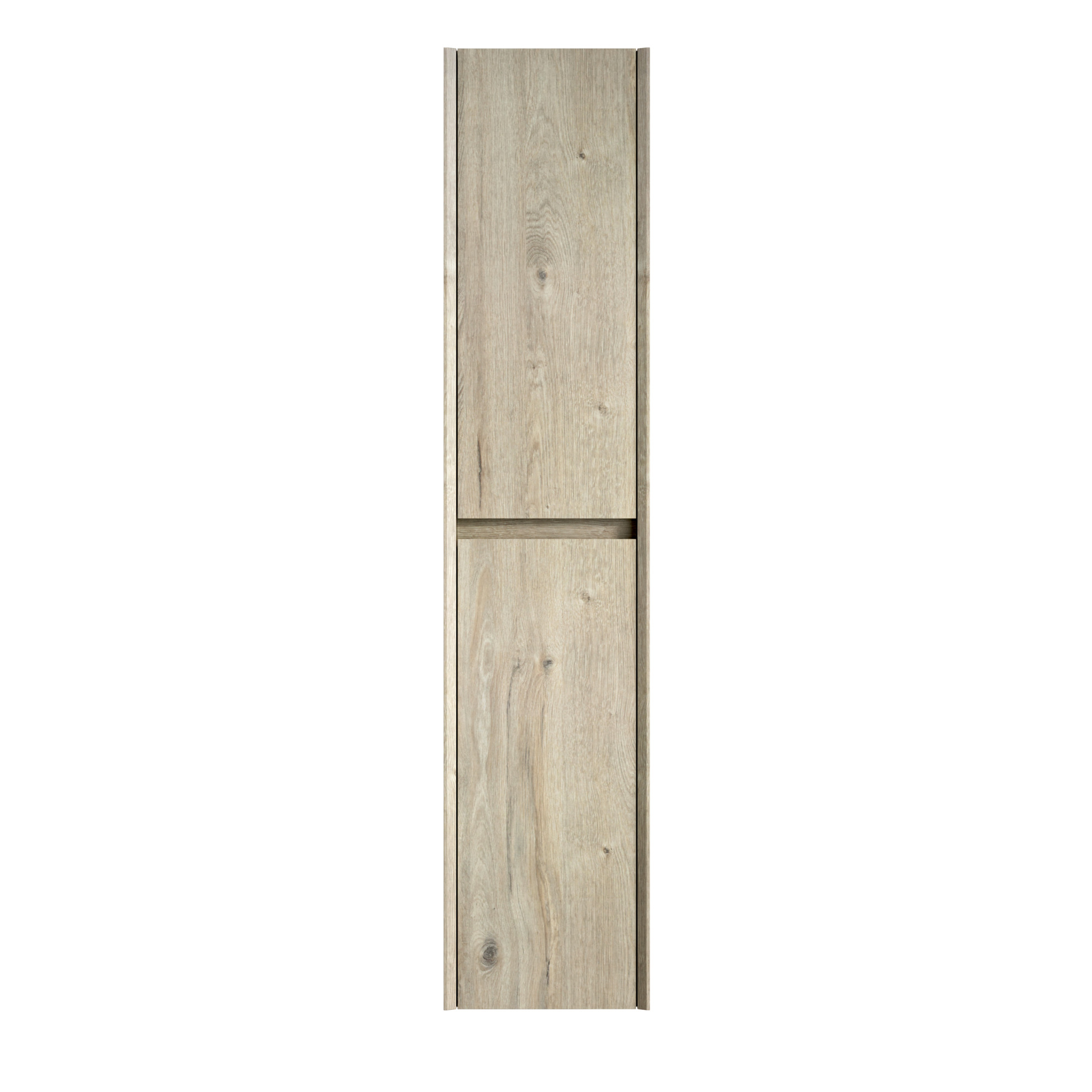 140 Cm Hoher Badschrank Aus Mehrschicht-sperrholz, 2 Türen, Regalböden, Beige Modenuit