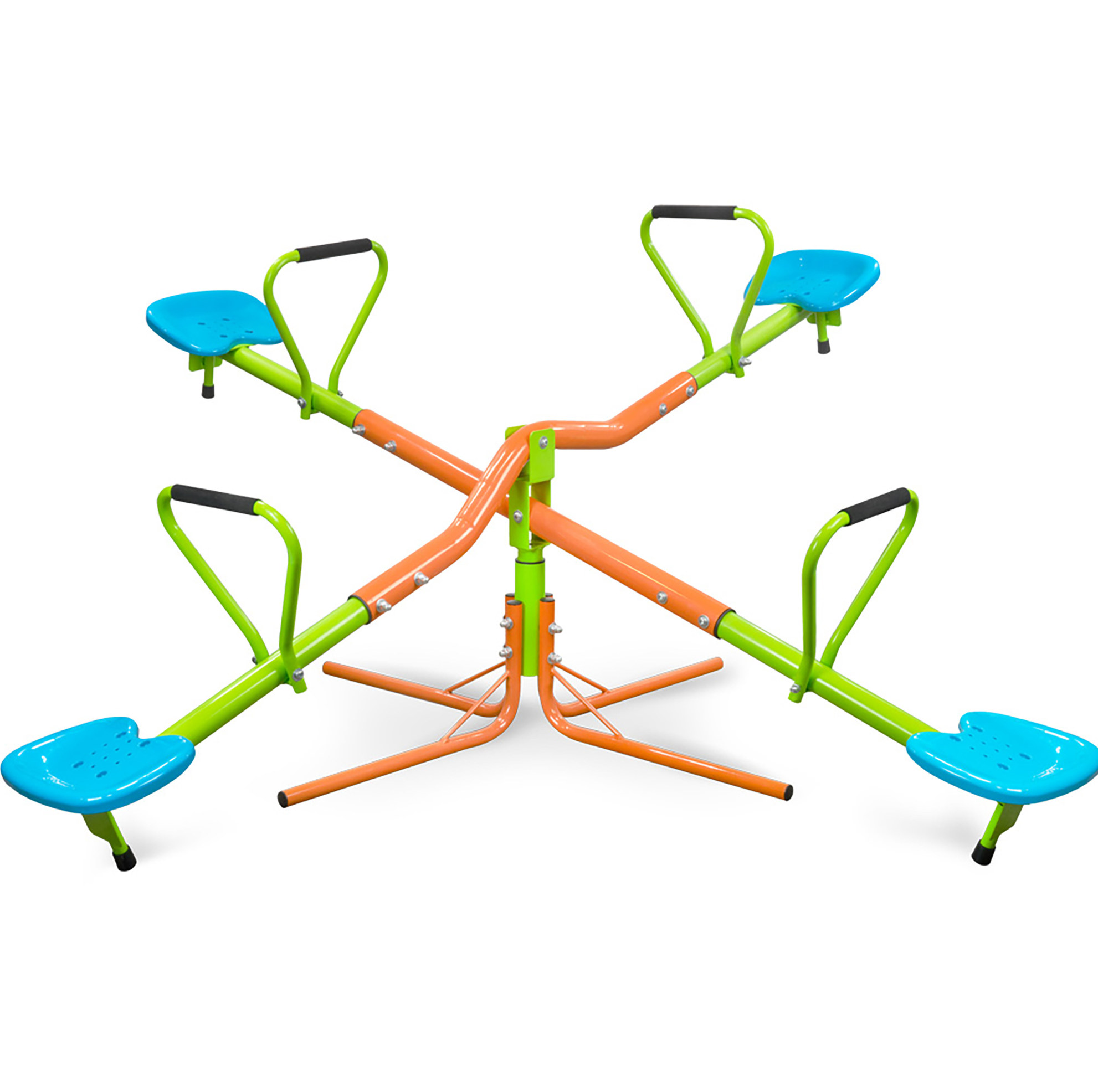 4-sitzer Drehbare Wippwippe Für Kinder, Stahlgestell Und Hdpe-sitze, Grün