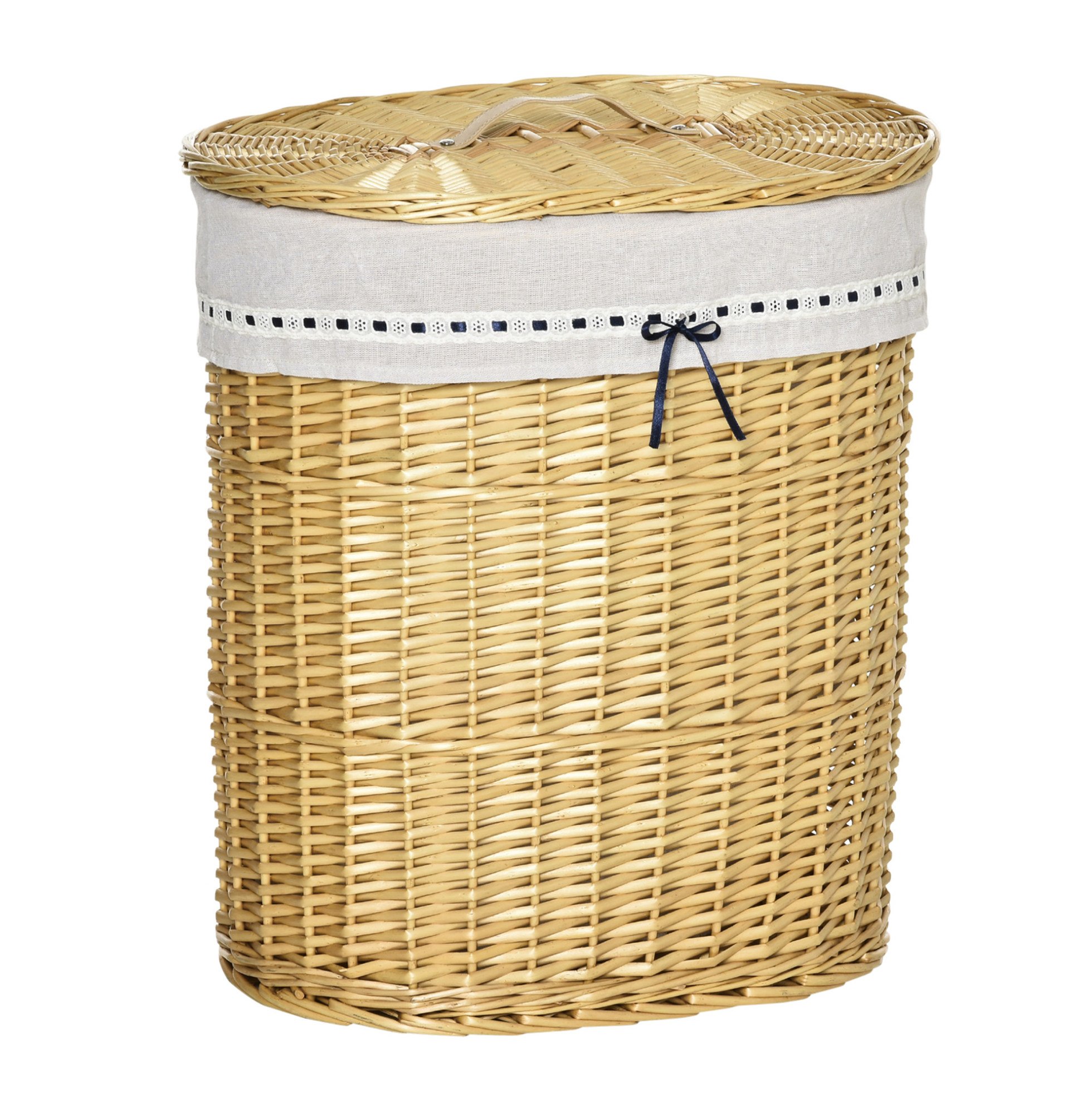 Wäschekorb Mit Deckel Aus Weide 100 L 51 X 38 X 57 Cm Natur