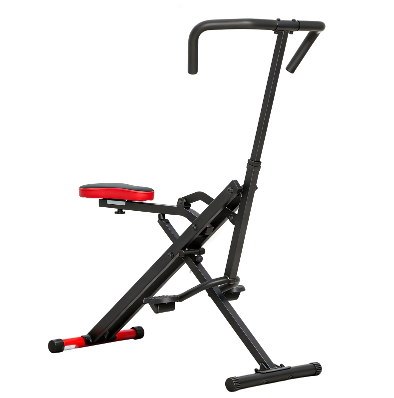 Verstellbare Total Crunch-maschine Aus Metall Mit Pedalen, Faltbar, Rot Modenuit