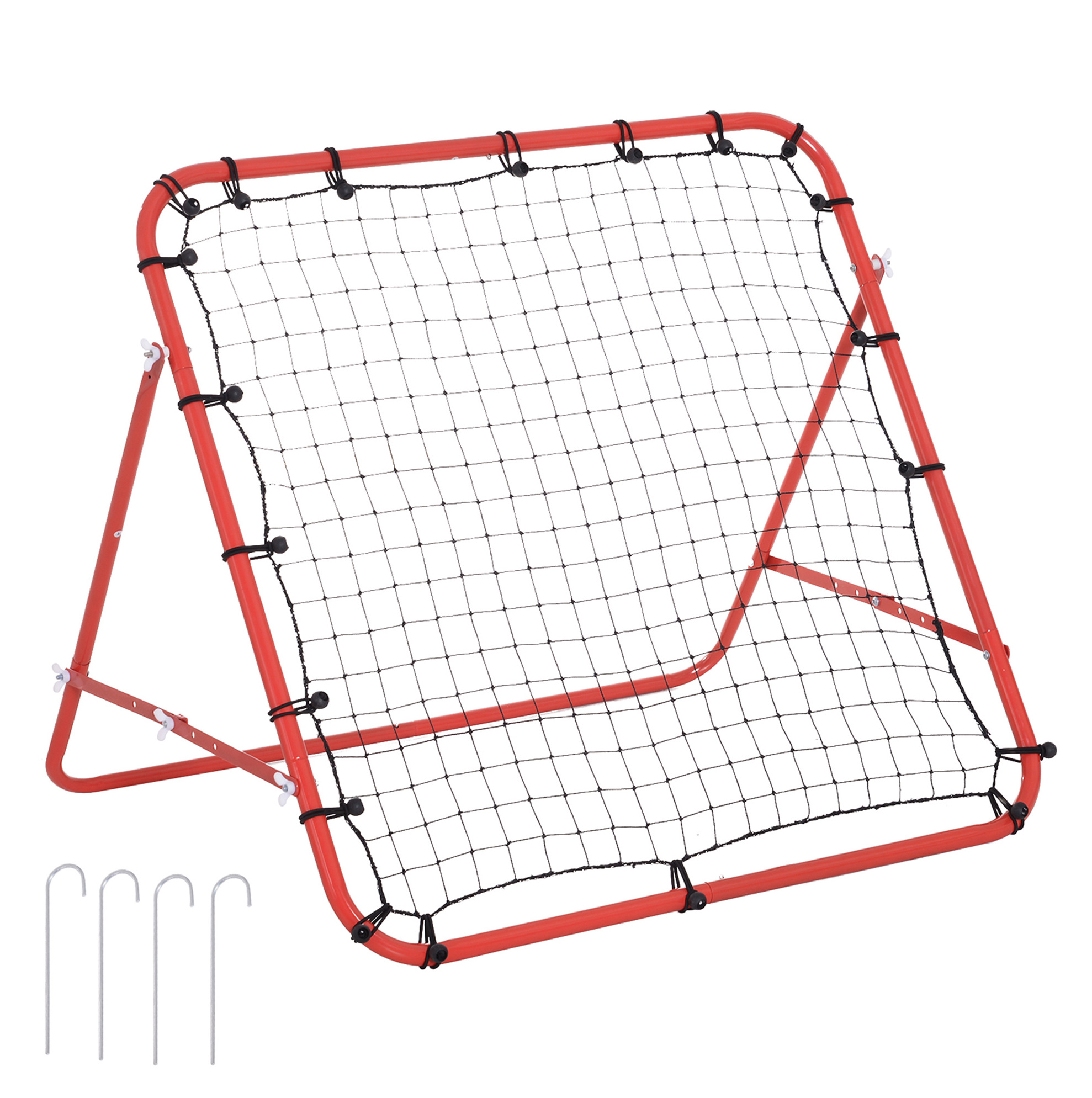 Fußball-reboundnetz 96 X 80 X 96 Cm, Verstellbarer Winkel, Rot Schwarz, Stahlrahmen