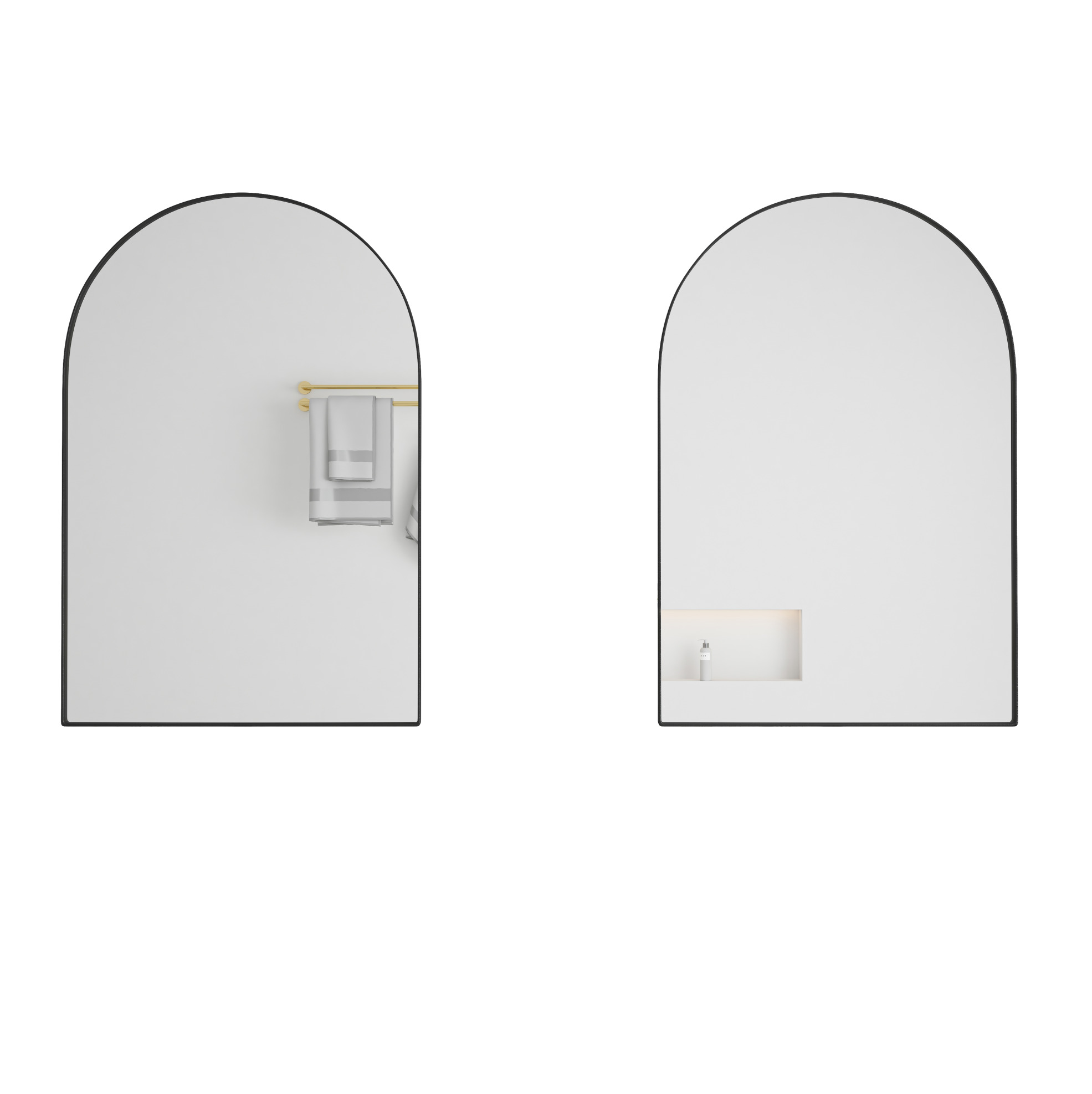 Arched Spiegelschrank Aus Schwarzem Metall Mit Verstellbaren Glasablagen 61 X 91 X 7,8 Cm