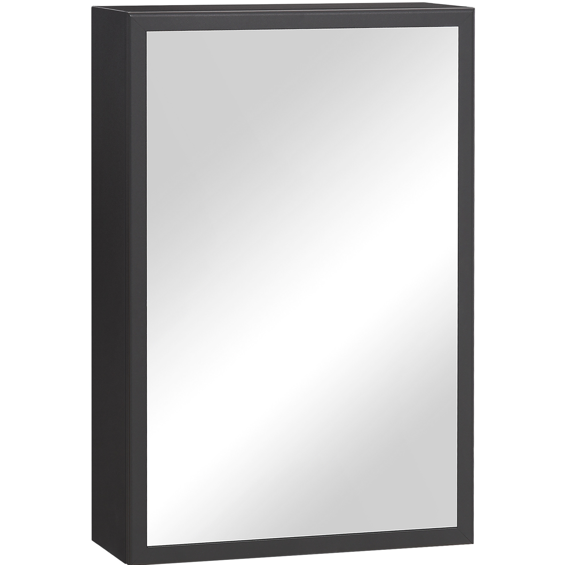 Schwarzer Badezimmerschrank Mit Spiegel 40 X 15 X 60 Cm, 3 Fächer Modenuit