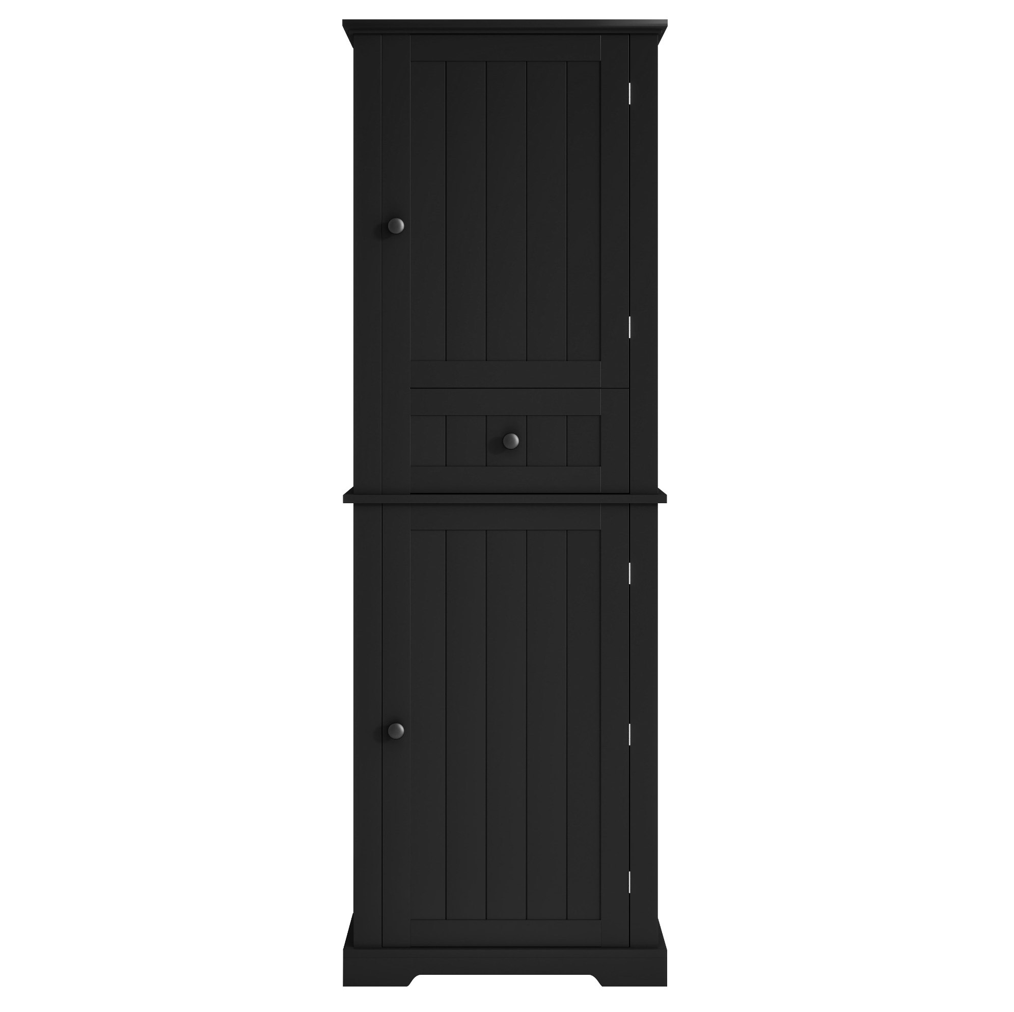 Hoher Badschrank 56 X 28 X 167,3 Cm Aus Schwarzem Mdf Mit Schublade Und Verstellbaren Regalen