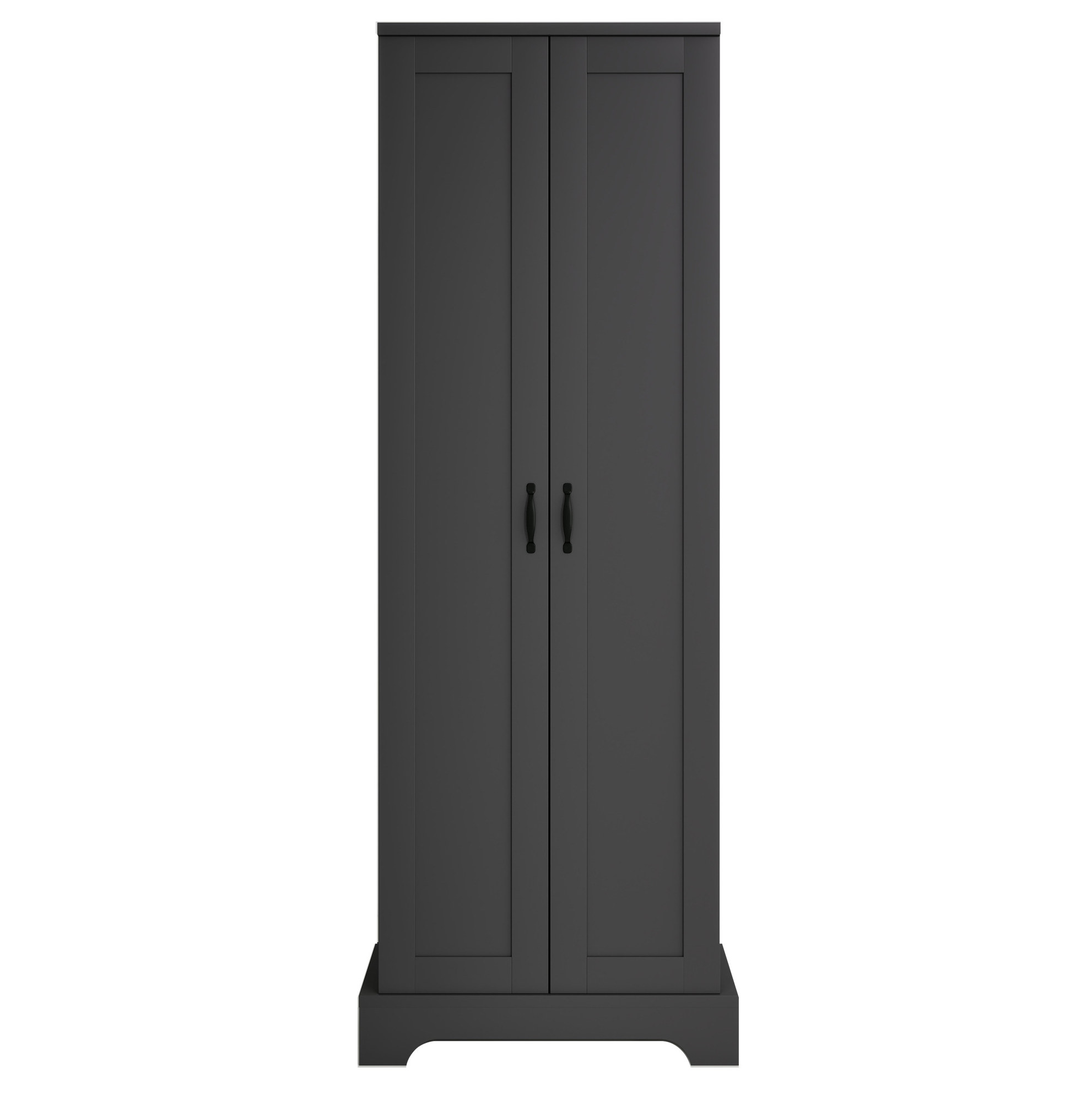 Hohes Badmöbel 56 X 40 X 170 Cm Aus Schwarzem Mdf Mit 2 Türen Und Verstellbaren Regalböden