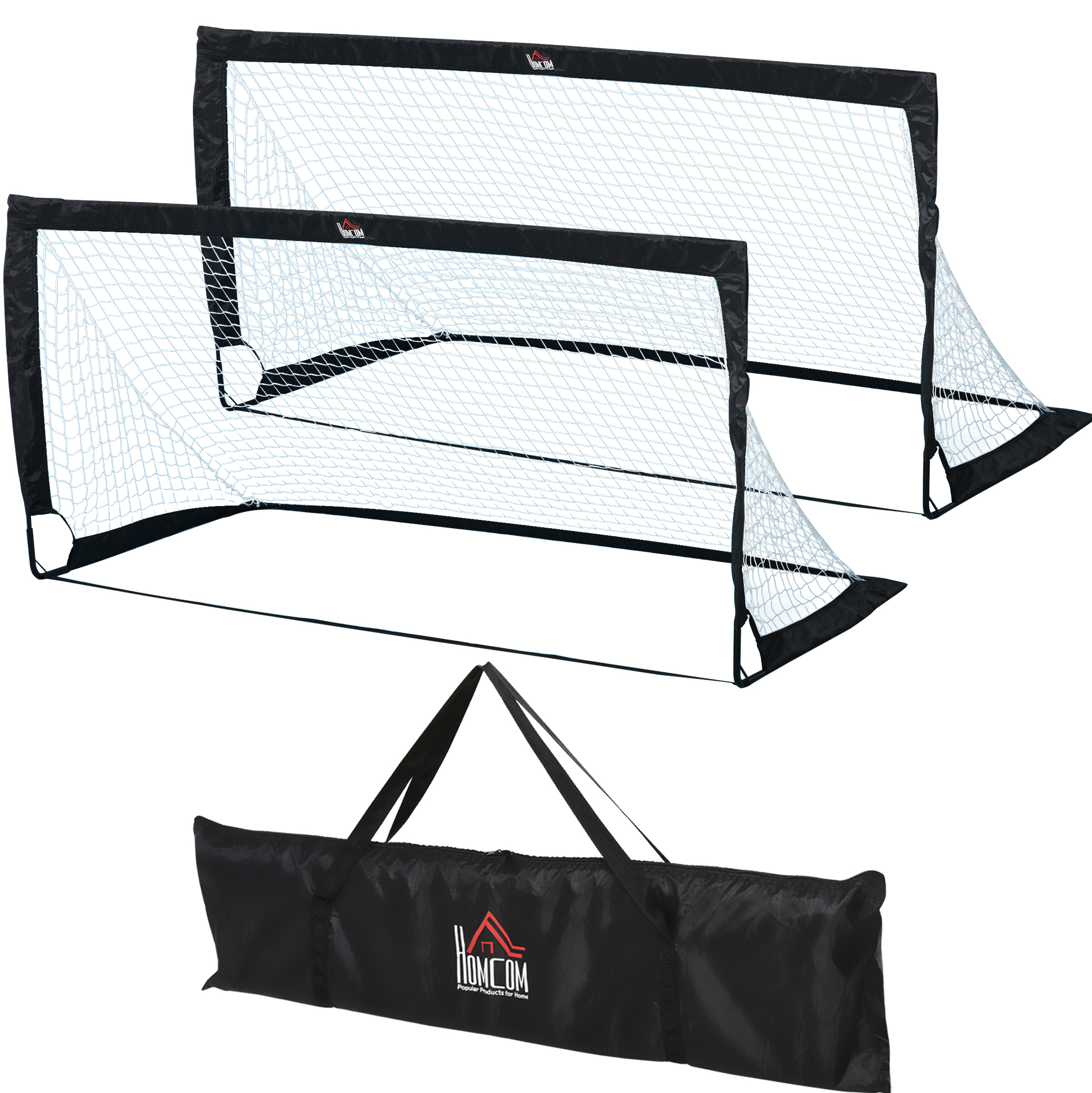 Set Mit 2 Klappbaren Fußballtoren Aus Stahl Und Pe 186x90x89 Cm Schwarz Modenuit