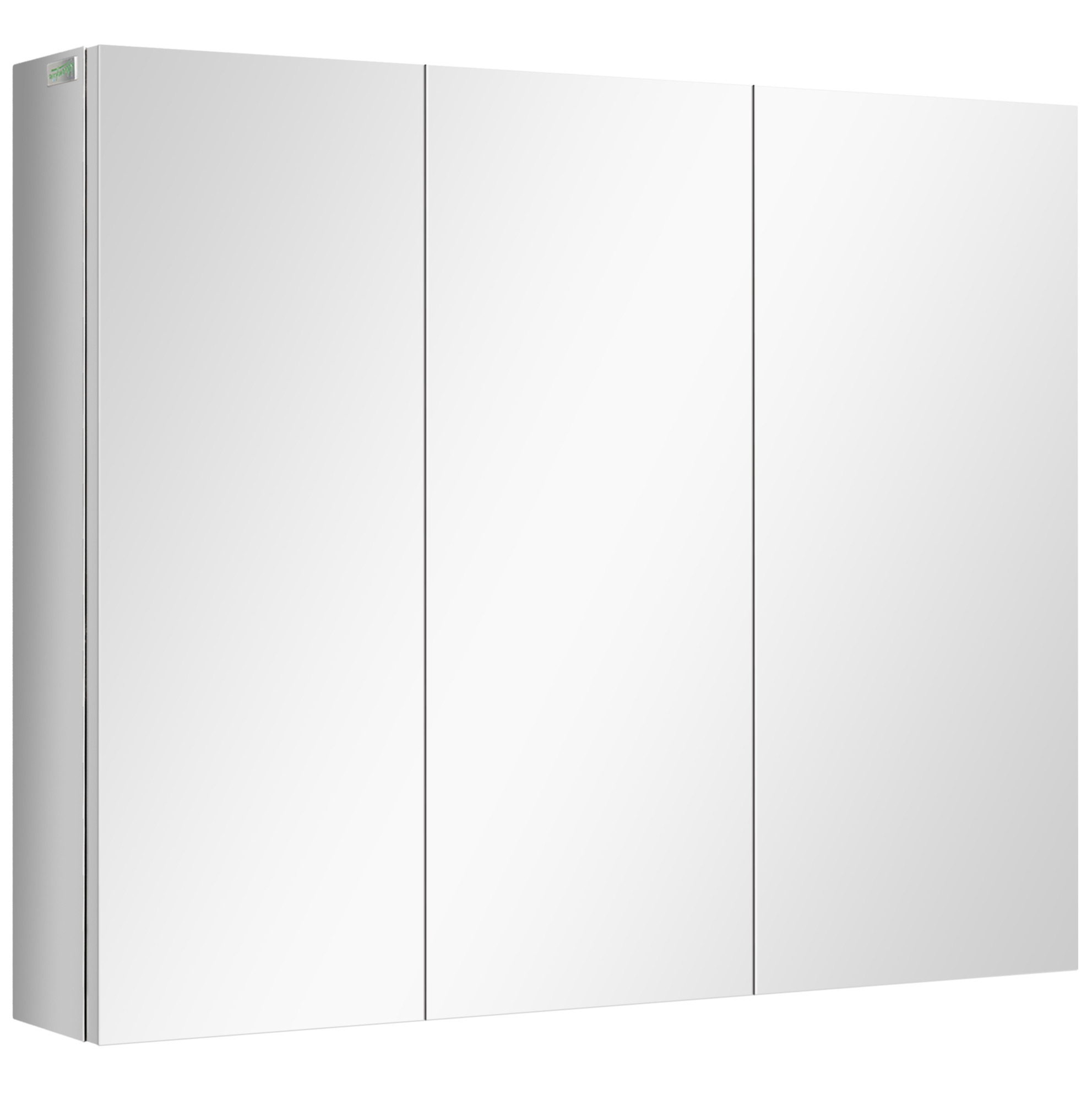 Spiegelschrank Mit 3 Türen Und 5 Ablagen Aus Edelstahl, Silber, 70 X 12 X 55 Cm
