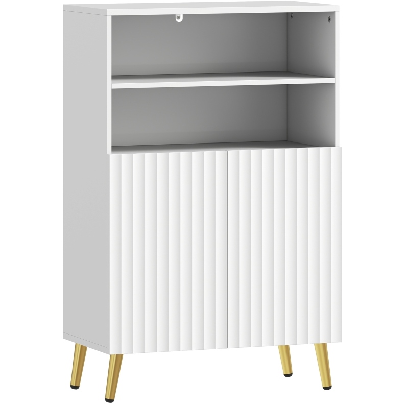 Badezimmerschrank Mit 2 Offenen Fächern Und Soft-close-türen Aus Weißem Mdf Modenuit
