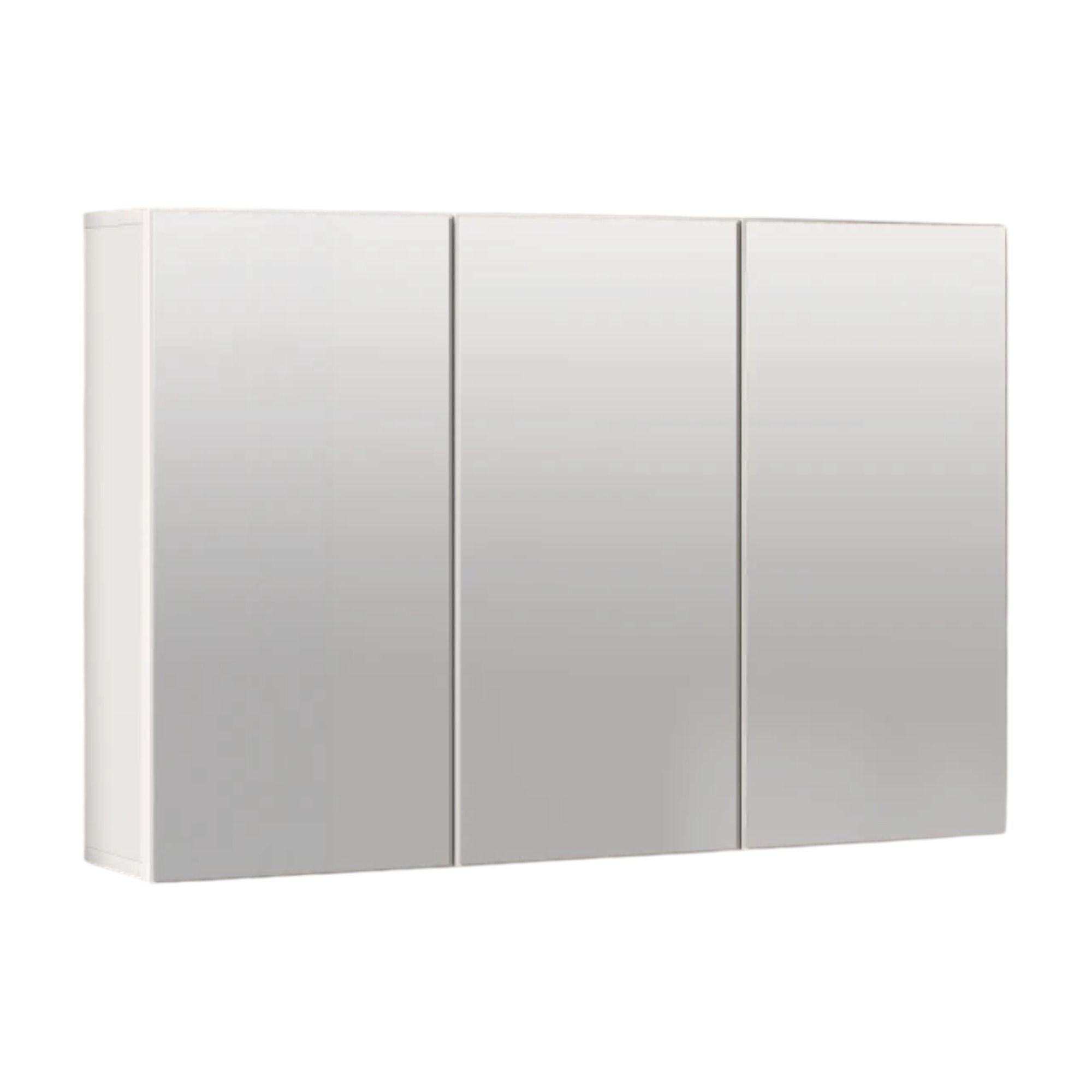 Badezimmerschrank Mit Spiegel Und 3 Türen, Wandregal Aus Weißer Spanplatte, 90 X 15,5 X 60 Cm