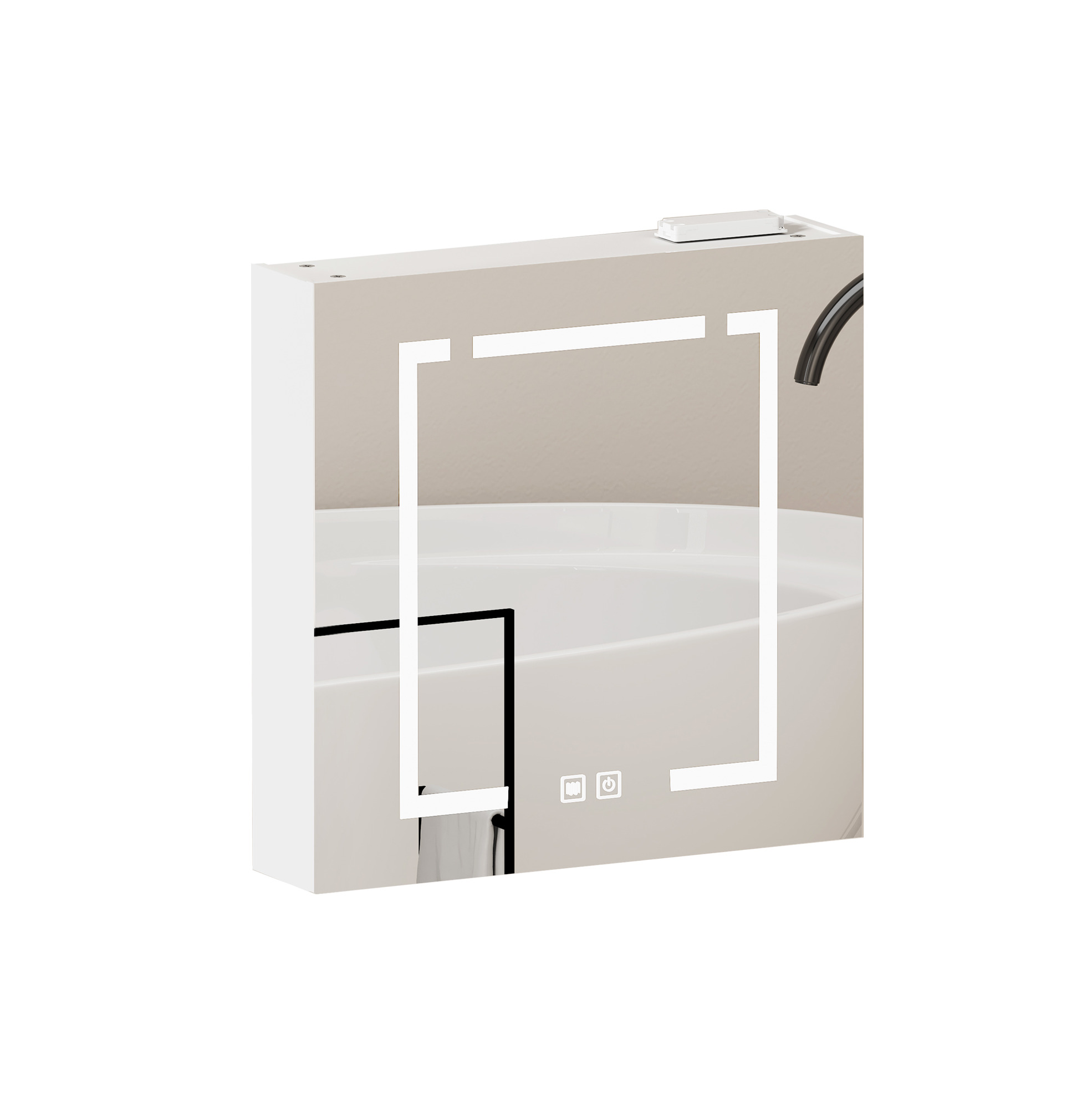 Led-spiegelschrank 60 Cm Wandmontage, Weiß, Mdf Und Glas Modenuit