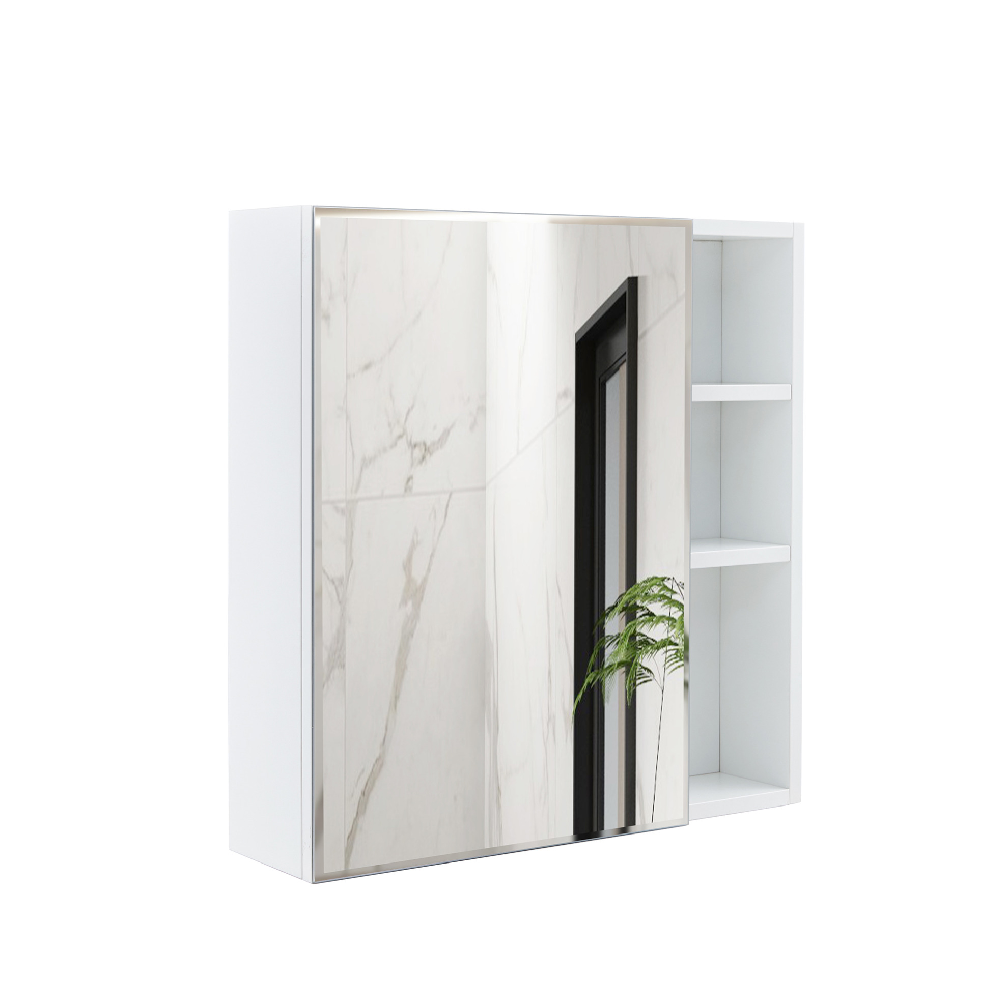 Wandspiegelschrank 55 X 56 X 13 Cm Aus Weißem Mdf Mit Sicherheitsspiegelglas-tür