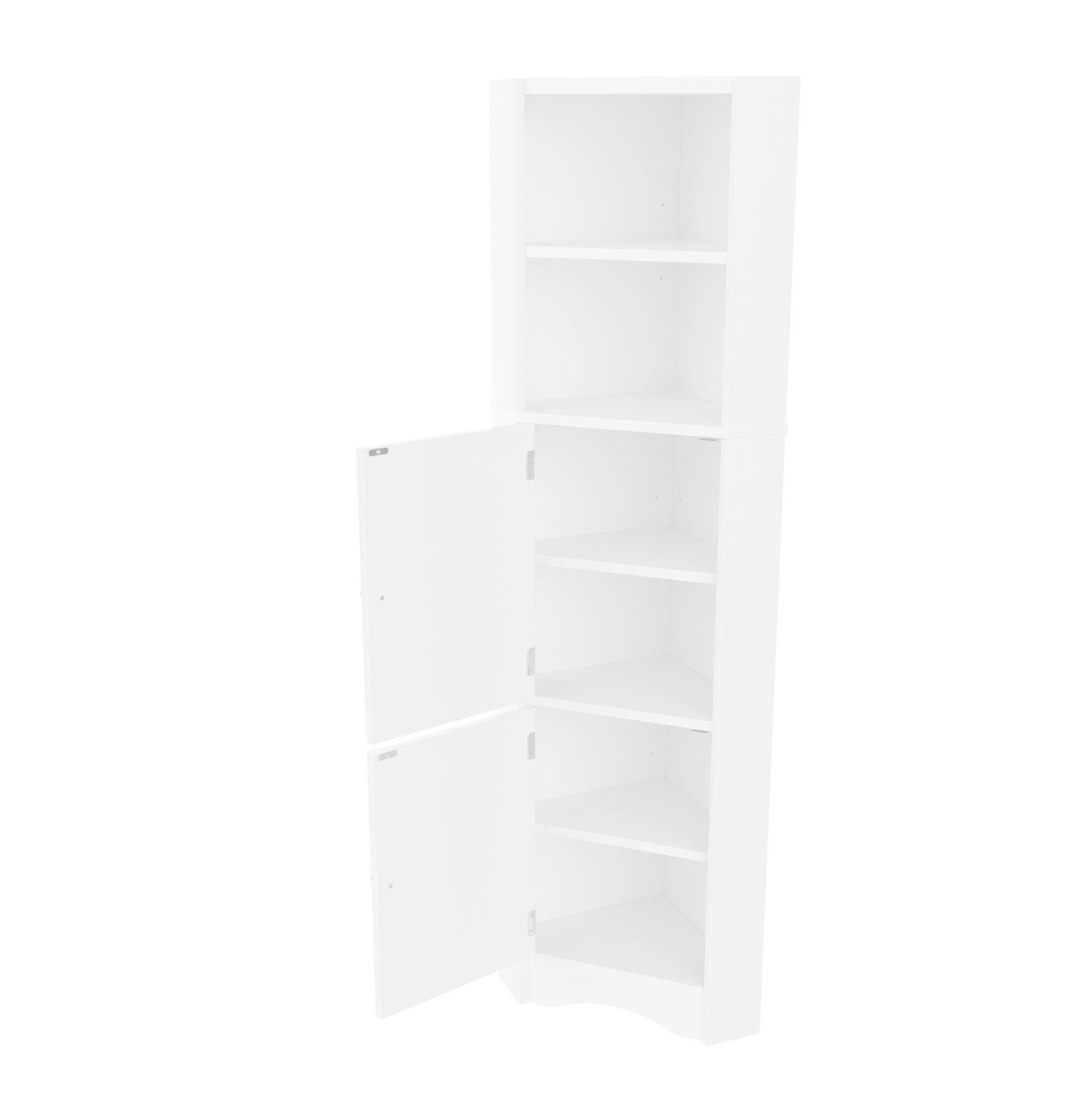 Dreieckiger Eck-badschrank Aus Weißem Mdf Mit 2 Türen Und Verstellbaren Einlegeböden