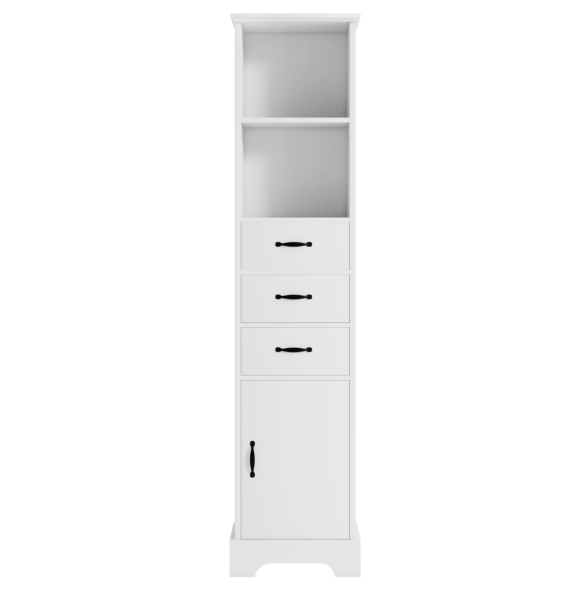Hohes Badezimmerschrank 38 X 26 X 172,5 Cm Aus Weißem Mdf Mit 3 Schubladen Und Verstellbaren Ablagen