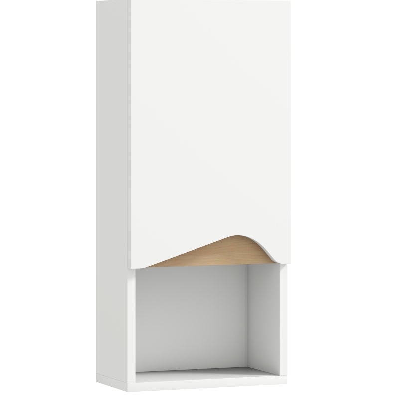 Weißer Wandmontierter Badezimmerschrank Mit Soft-close-tür Und Offenem Fach 30 X 17 X 67 Cm