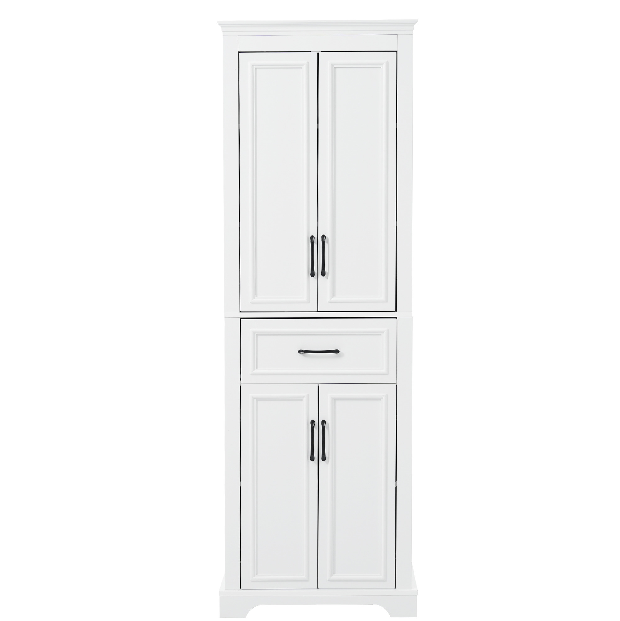 Hoher Badezimmerschrank 60x40x180 Cm Aus Weißem Mdf Mit Doppeltüren, Schublade Und Ablagen