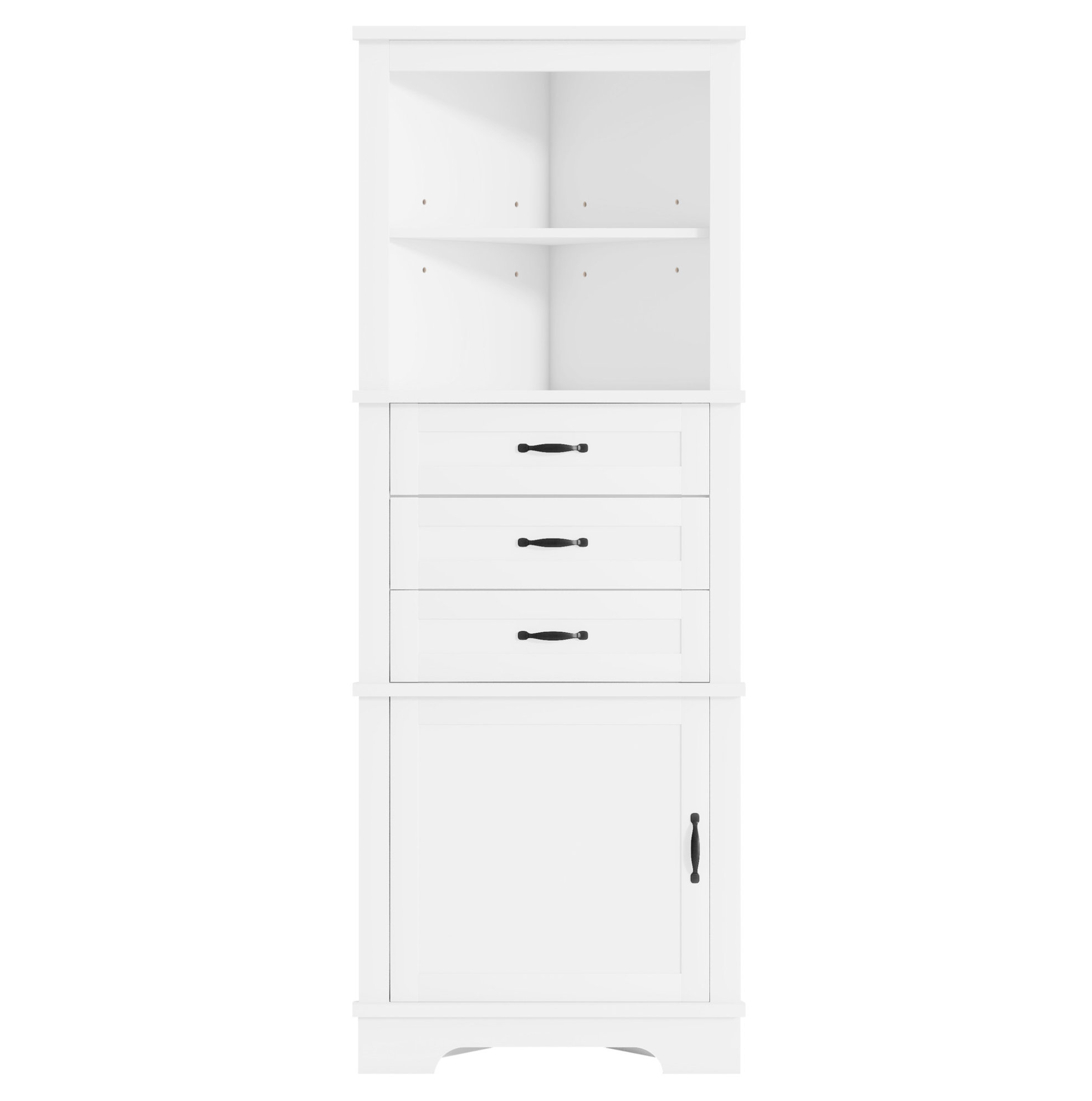 Eck-badezimmerschrank 57,7 X 46 X 167,5 Cm Aus Weißem Mdf Mit 3 Schubladen Und 1 Tür