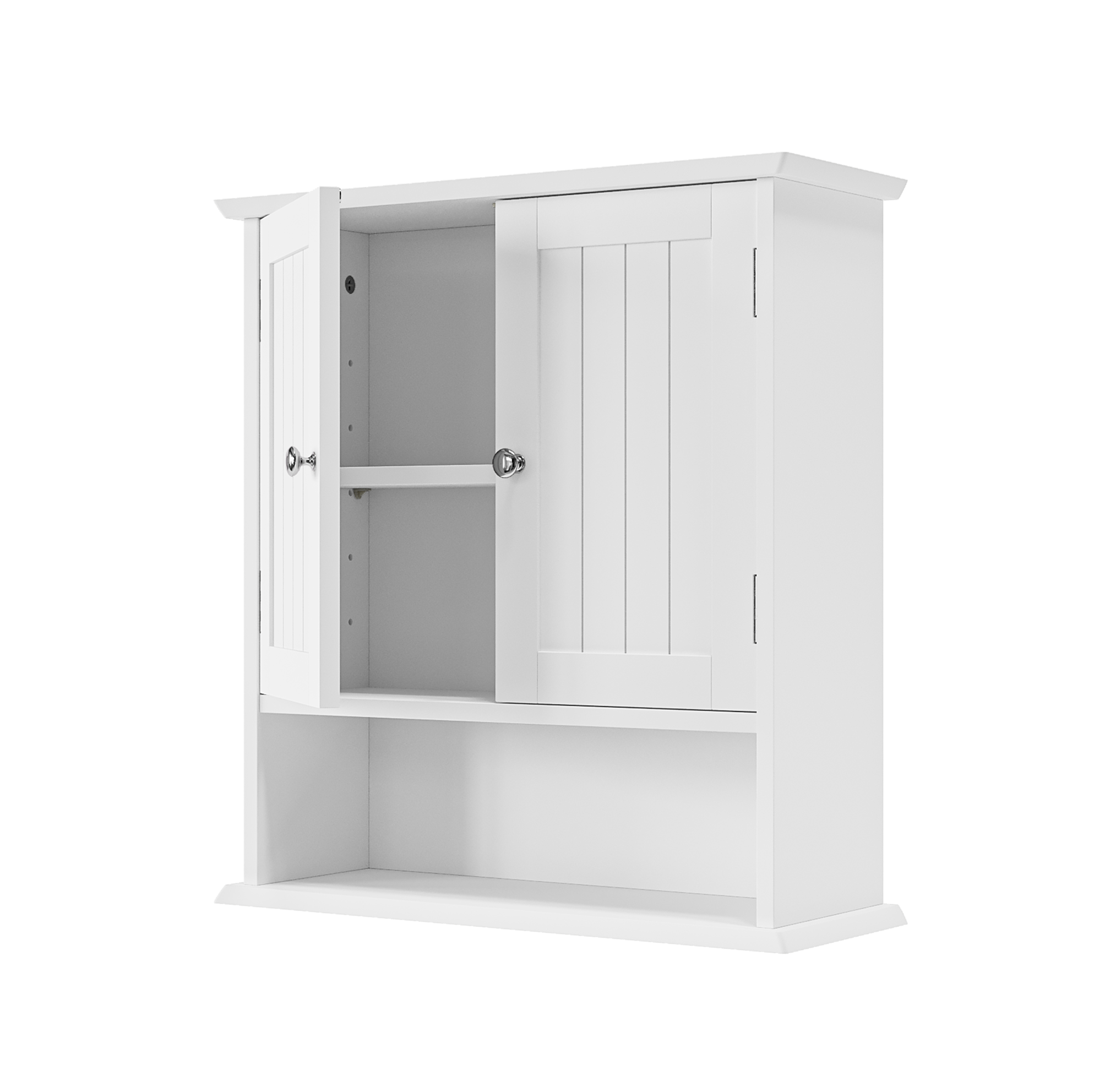 Hängender Badezimmerschrank In Weiß Aus Mdf Mit Doppeltüren Und Verstellbaren Böden