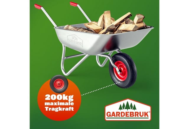 Gardebruk - Schubkarrenrad 4.80/4.00-8 ø 390mm 200 kg Achse Schubkarrenreifen Felge Ersatzrad Gartenkarre Schwarz