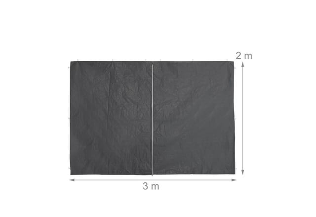Seitenwand für Pavillon, 4er Set, 2x3 m, Seitenteile mit Fenster & Reißverschluss, wasserdicht, pvc & pe, grau - Relaxdays