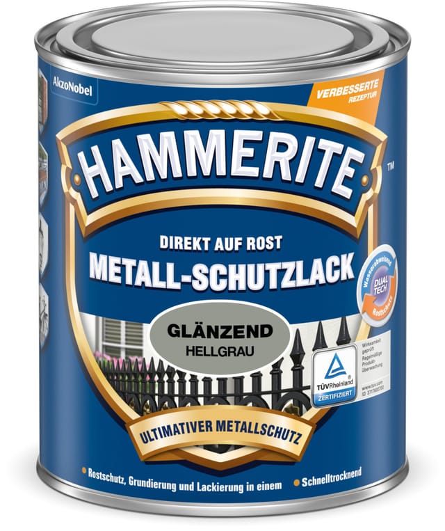Metall-Schutzlack gl 750 ml hellgrau 3 Stk - Hammerite