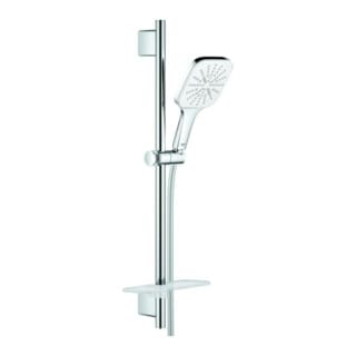 Grohe Rainshower SmartActive Brausestangenset 130 Cube, Moon White/Chrom, 600mm, Silverflex 1,750mm, 8,5l/min, 3 Strahlarten