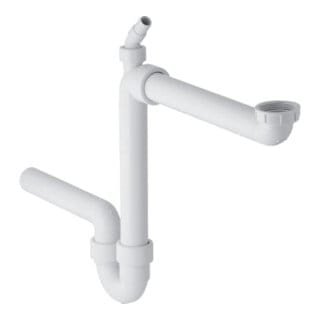 Siphon Rohrbogengeruchsverschluss für Spülbecken Raumspar-Siphon, Winkelschlauchtülle Abgang horizontal d 50mm Alpinweiß - Geberit