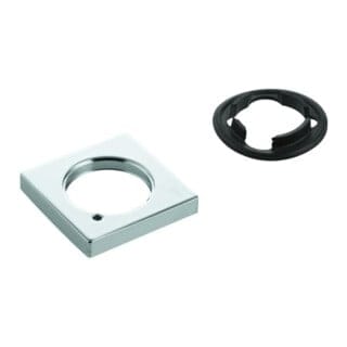 Rosette 48421 eckig für Waschtischbatterien ohne Zugstange chrom
