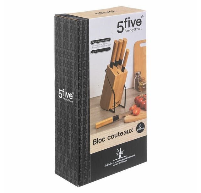 5five Simply Smart - Küchenmesser-Set mit Bambusständer, 5 Messer