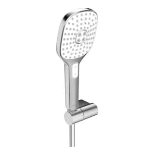 Activejet - Brausegarnitur mit Duschschlauch, Wandbrausehalter und Duschskopf, 3 Strahlen, weiß / chrom 84380233 - Hansa