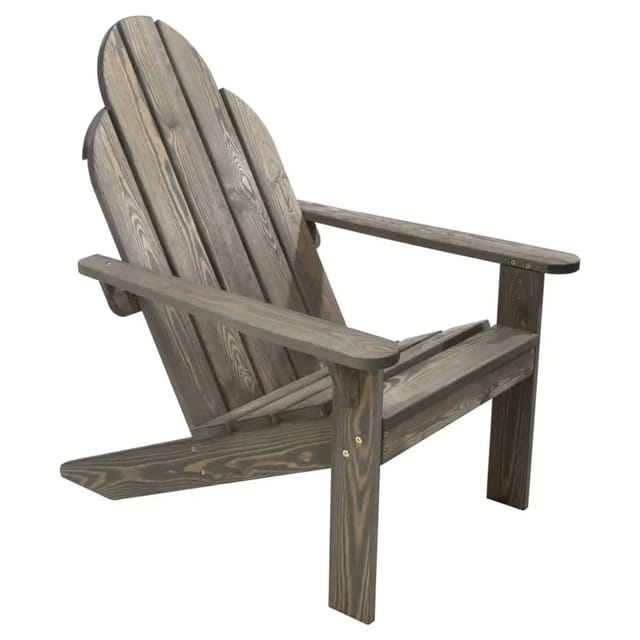 ECD Germany Adirondack-Stuhl aus Tannenholz Massiv, 92,5x70x89 cm, Grau, Gartenstuhl mit Rückenlehne & Armlehnen, Ergonomischer Holzstuhl,