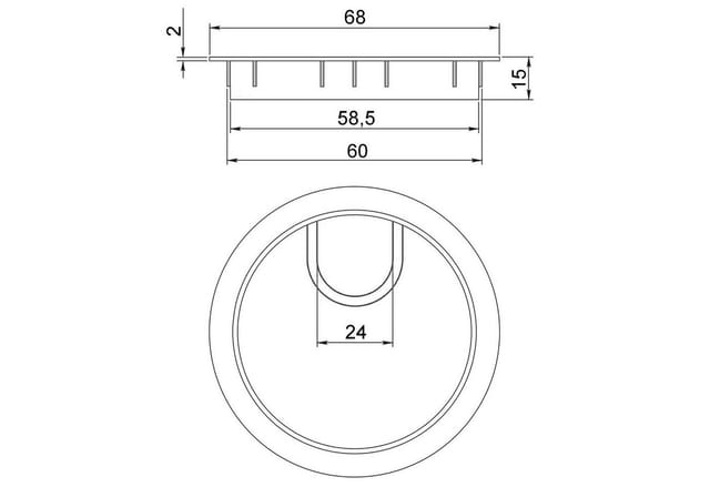 So-tech - 2er Pack - Kabeldurchlass Metall ø 80 mm Edelstahloptik mit Bürstendichtung