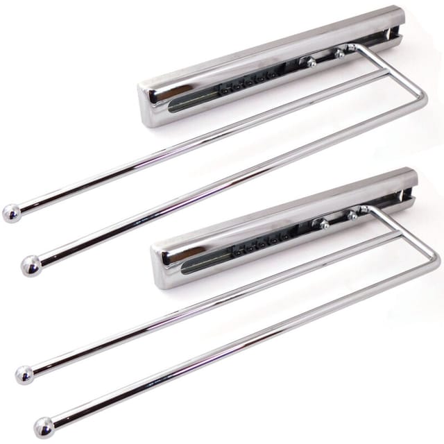 Kesseböhmer Teleskop-Handtuchauszug Chrom poliert - 2 STÜCK 2-armig Länge 325 mm (ausgezogen: ca. 505 mm) Handtuchhalter von SOTECH